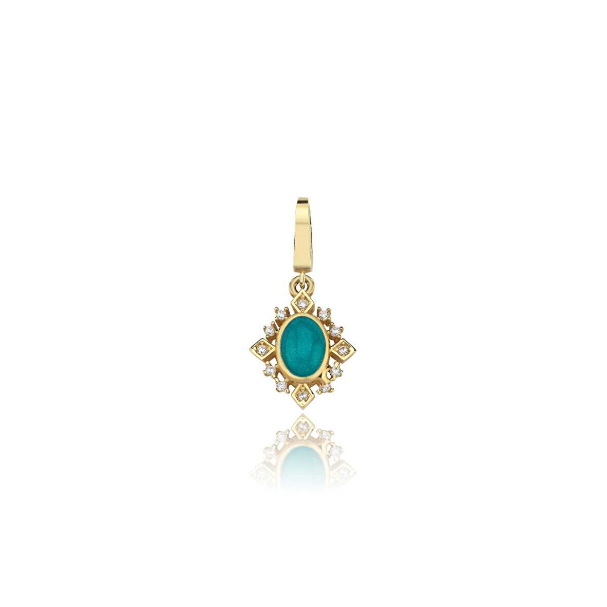 Oval Mavi Mineli Charm