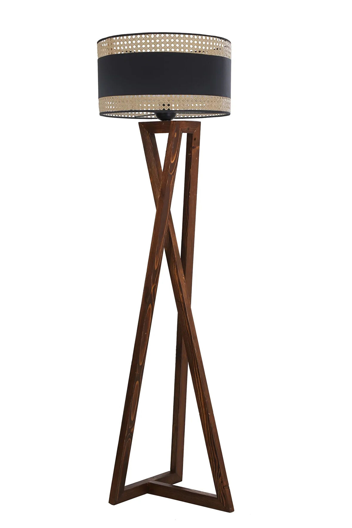 MAÇKA CEVİZ LAMBADER SİLİNDİR 03 RATTAN ABAJURLU