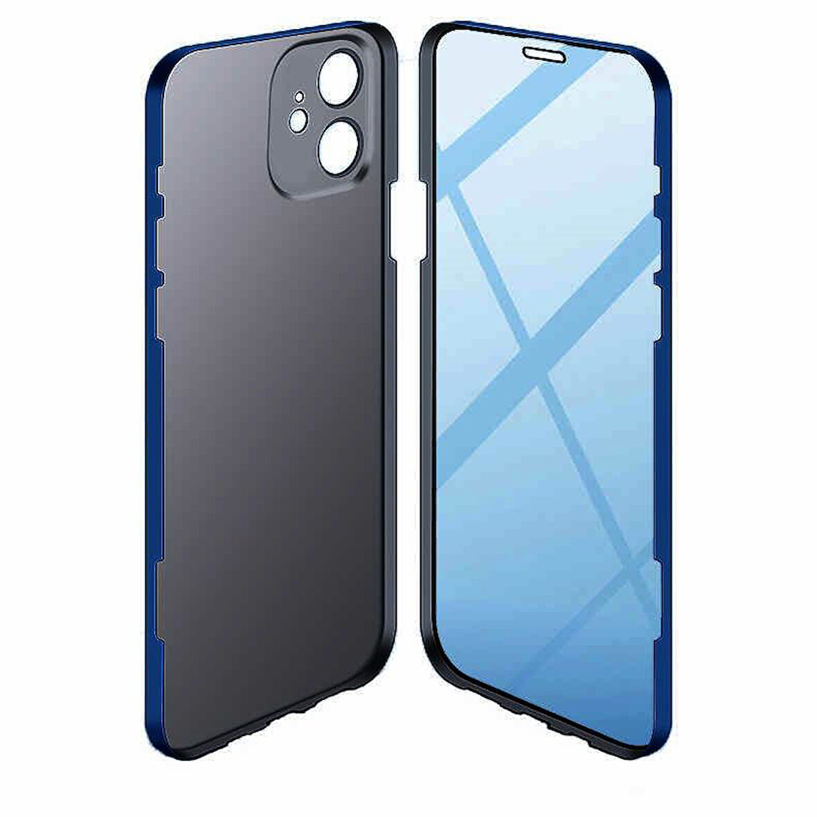 iPhone 12 Kılıf 360 Tam Koruma Lüx Led Kapak