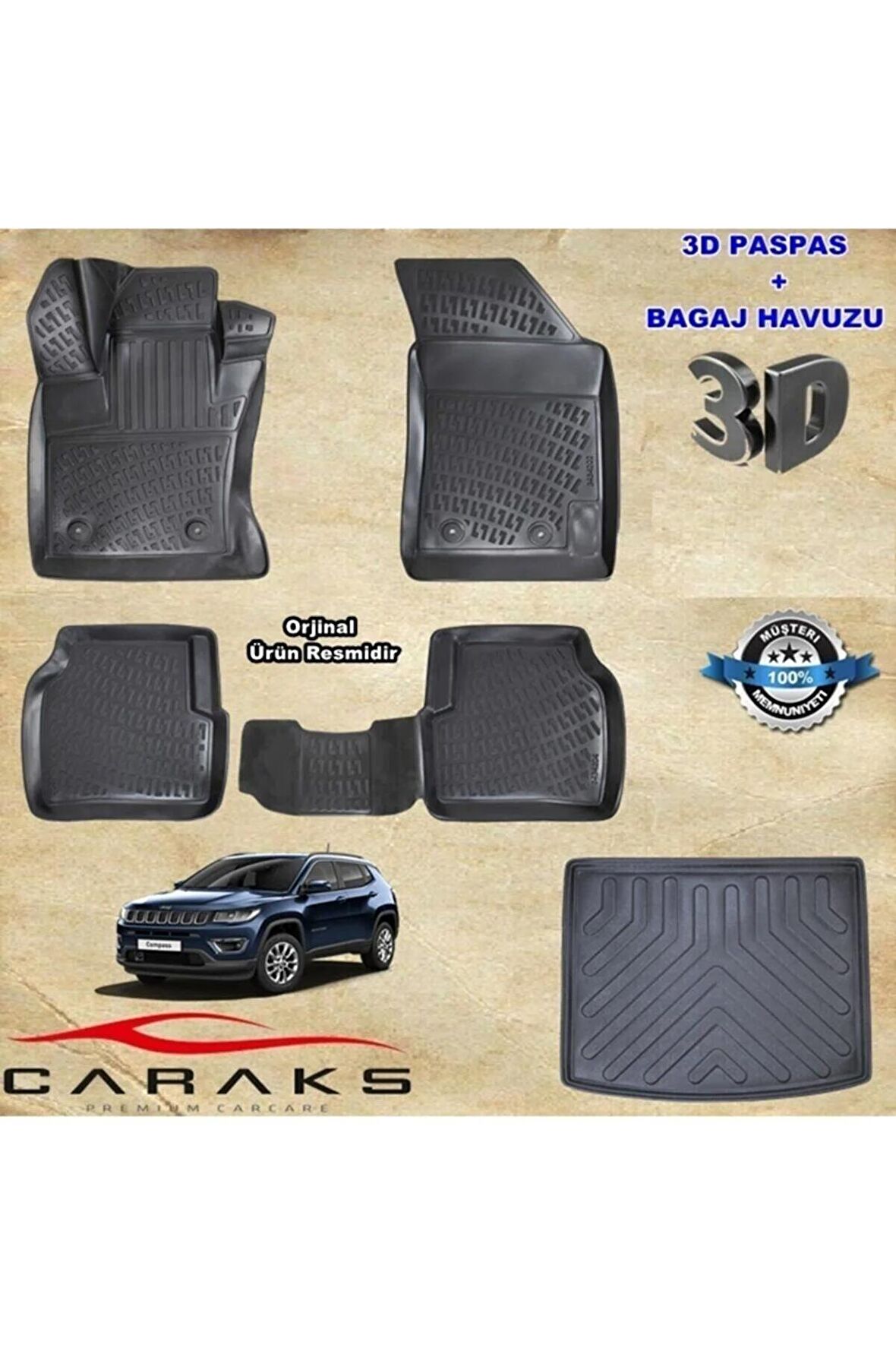Jeep Compass 3d Havuzlu Paspas+bagaj Havuzu 2017 Sonra