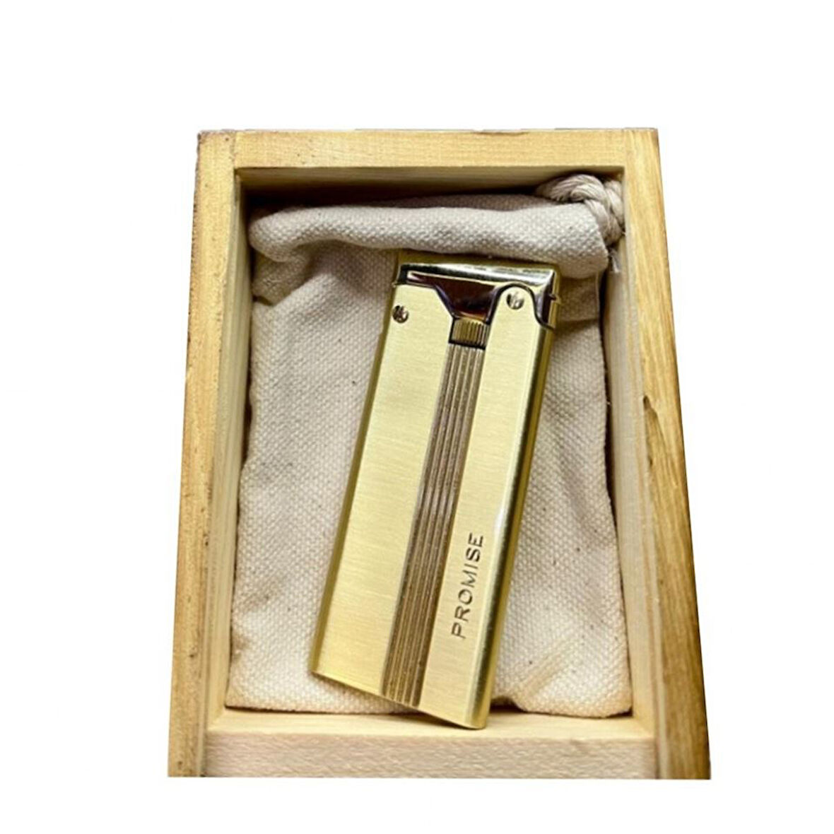 Çelik Depolu Promise Slim Pirinç Çakmak Altın Sarısı