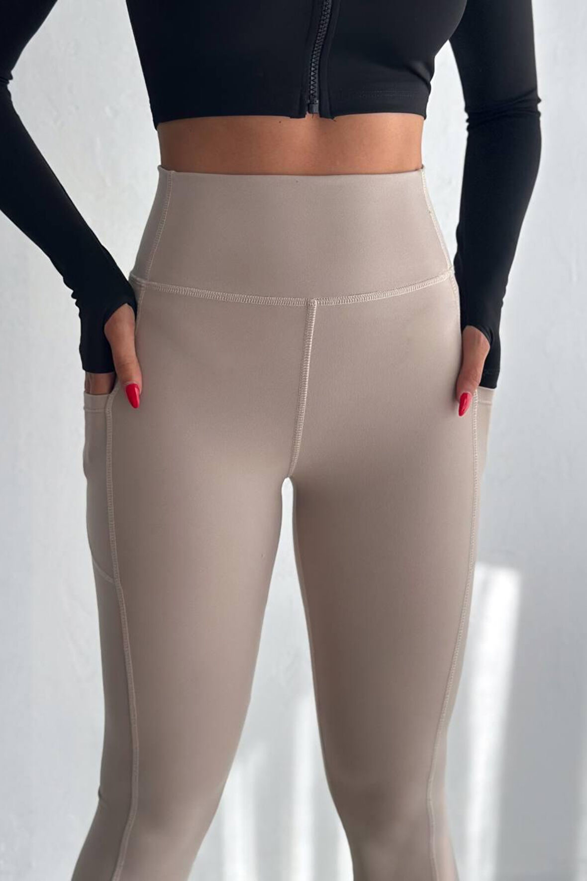 Balenbi Haute Kadın Yüksek Bel Toparlayıcı Çift Cepli Leggings Fitness Tayt 1090