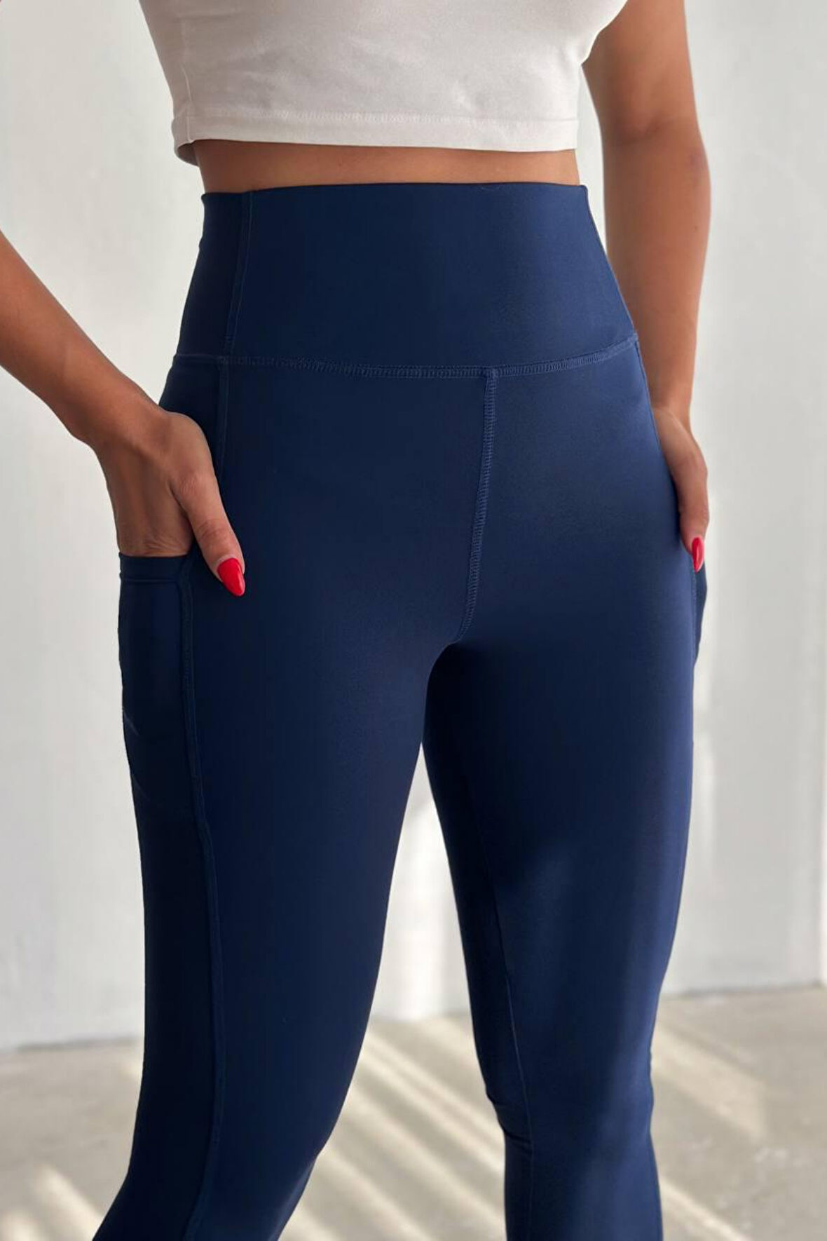 Balenbi Haute Kadın Yüksek Bel Toparlayıcı Çift Cepli Leggings Fitness Tayt 1090