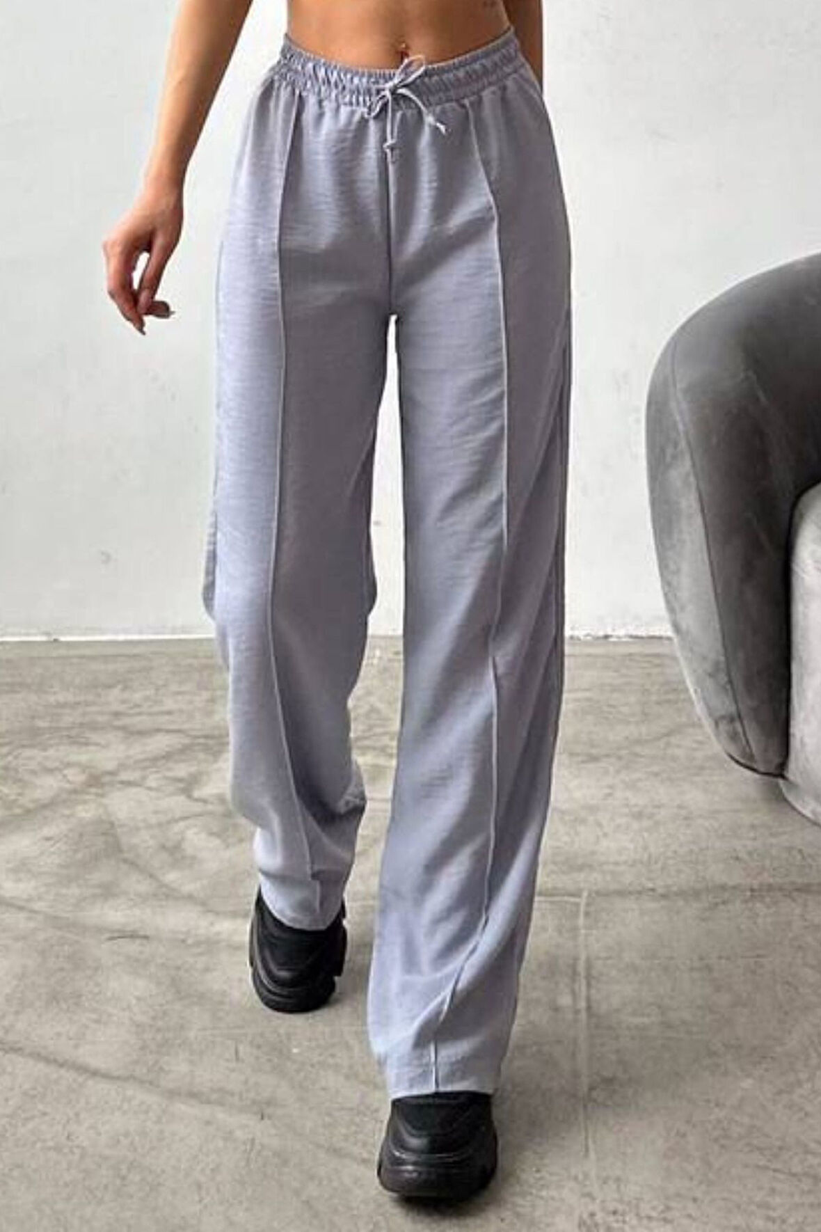 Balenbi Kadın Beli Lastikli Palazzo Yazlık Keten Pantolon 1094