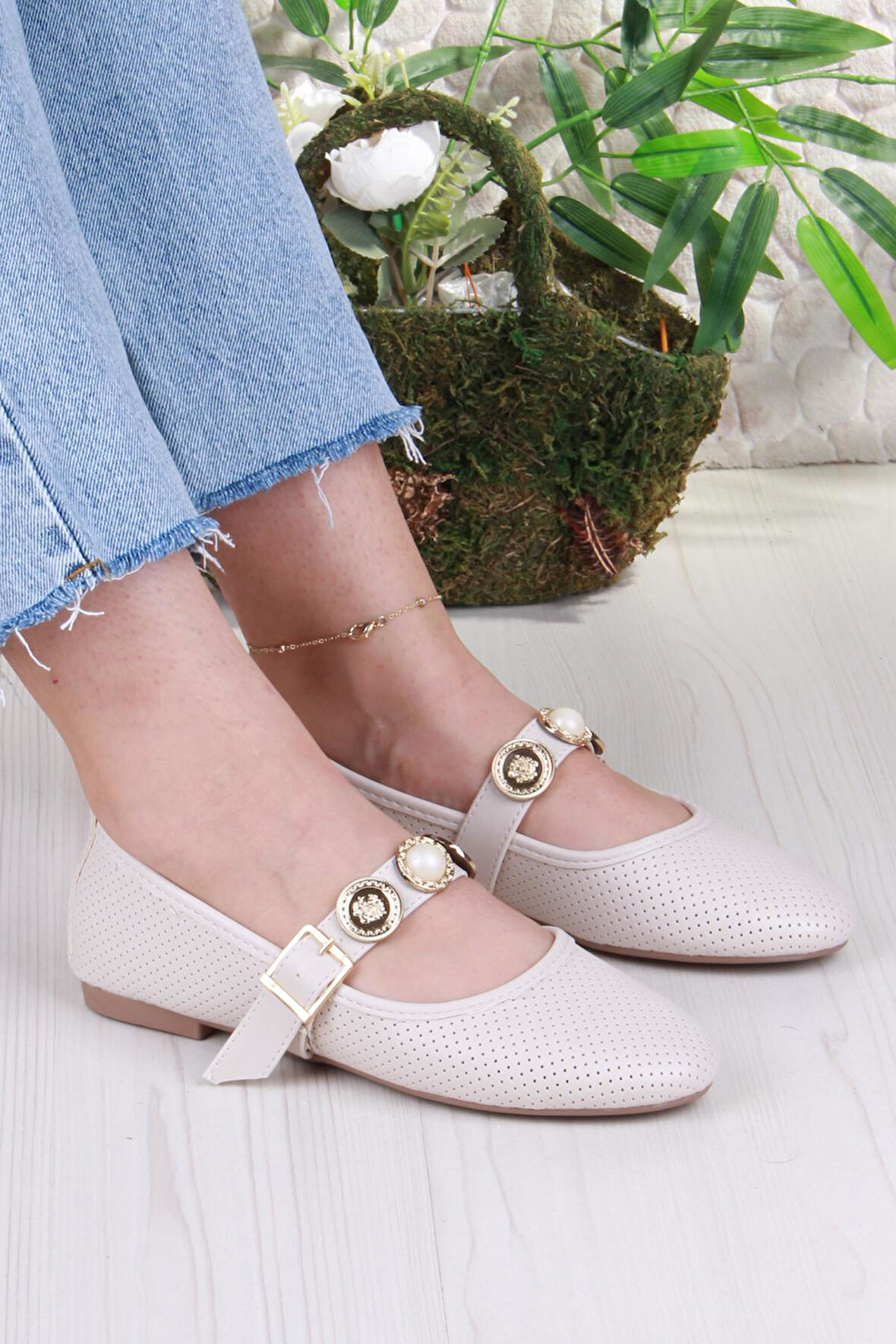 Fort 01-513 Soft Toka Detaylı Şık Ev İş Ofis Rahat Günlük Ayakkabı Kadın Babet