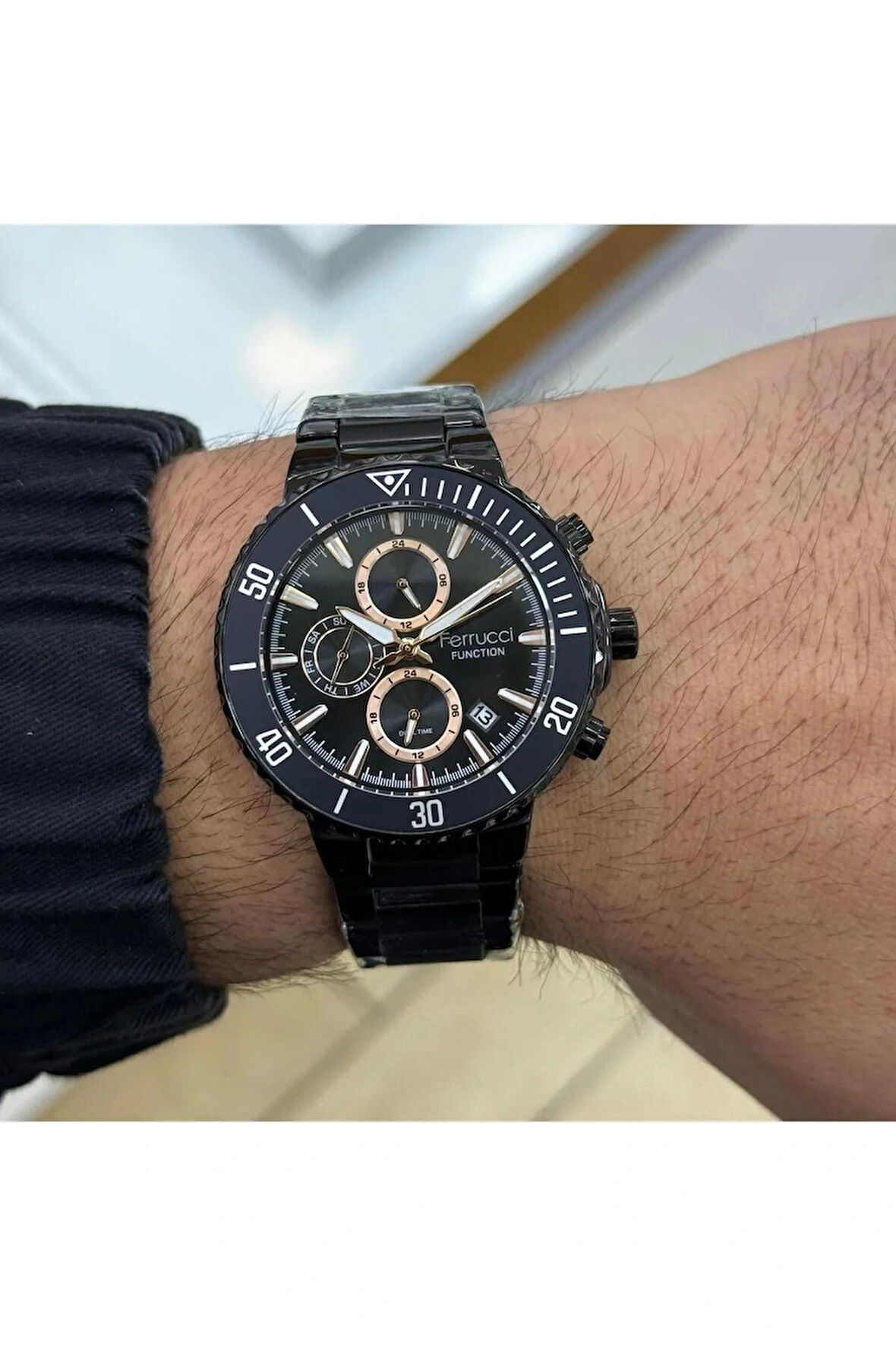 Ferrucci Fonksiyonlu&Takvimli 40mm Kadran Çelik Erkek Kol Saati