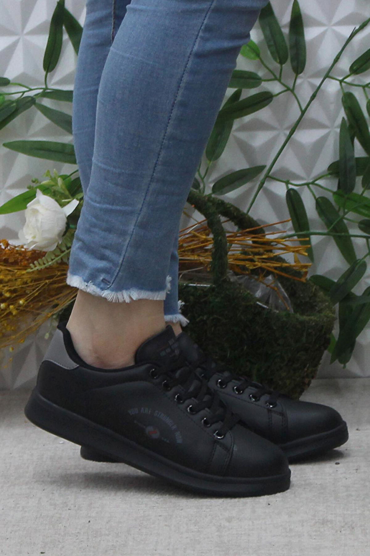 Fort Row Lena Siyah Füme Rahat Hafif Sneaker Kadın Spor Ayakkabı