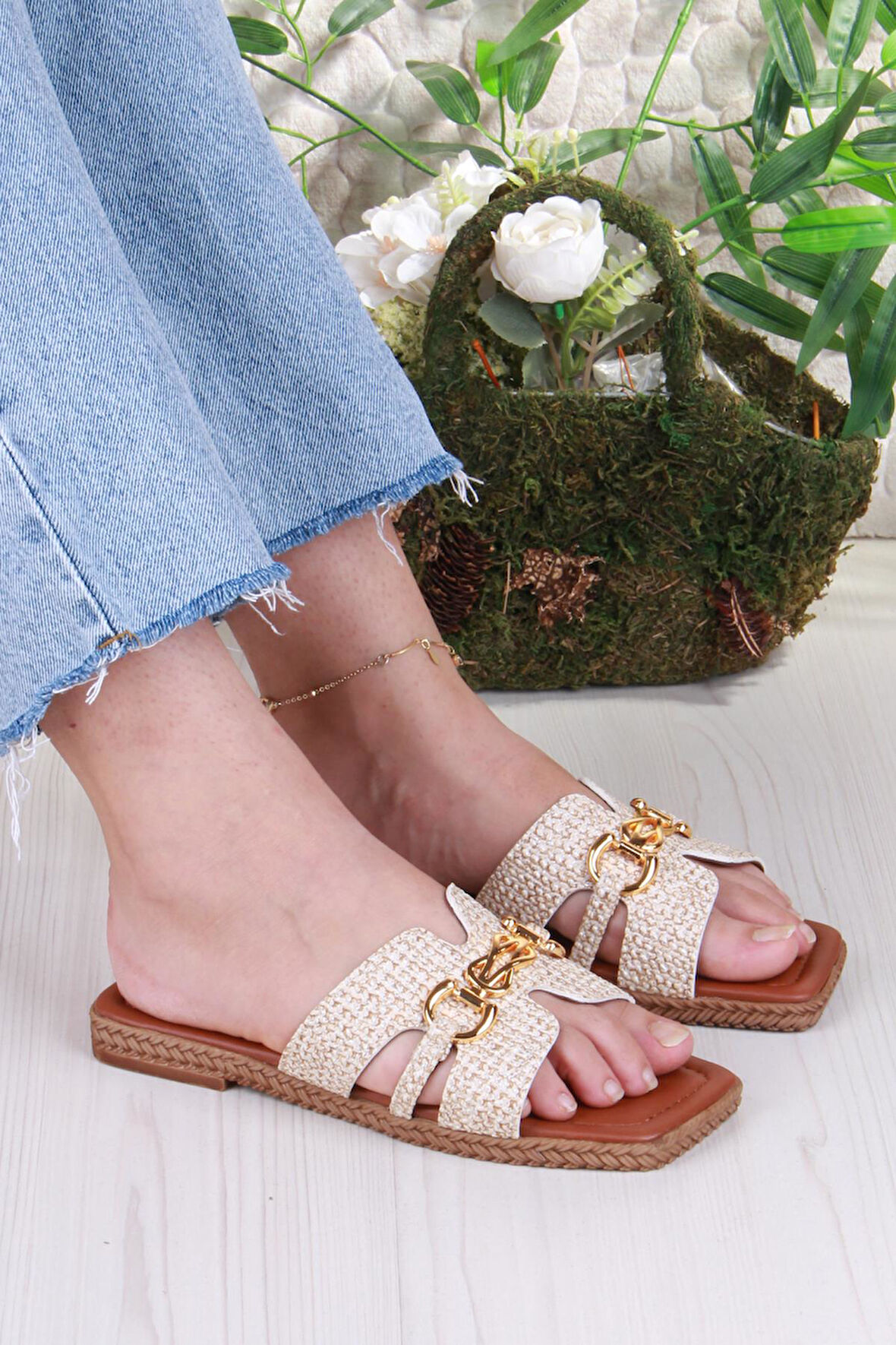 Fort 014-23 Fls Toka Detaylı Tatil Terliği Günlük Terlik Kadın Terlik