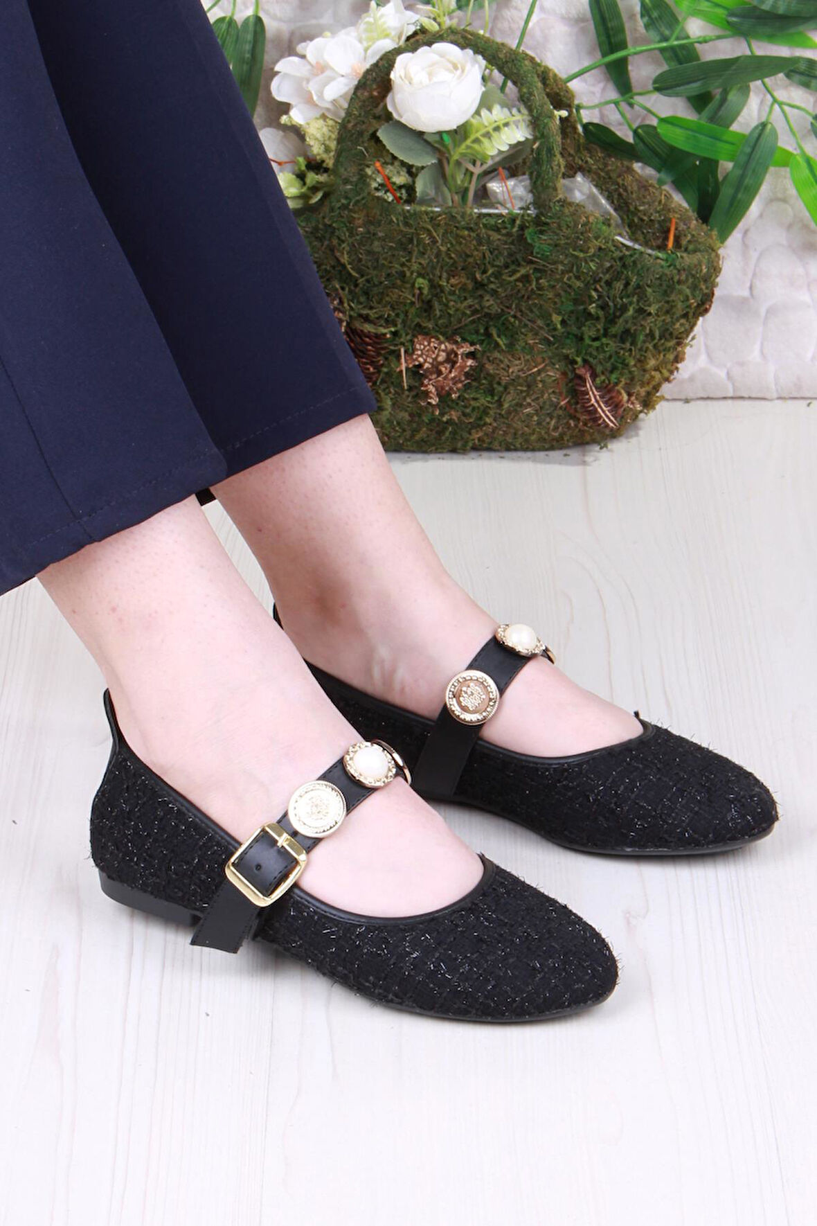 Fort 01-632 Soft Toka Detaylı Şık Ev İş Ofis Rahat Günlük Ayakkabı Kadın Babet