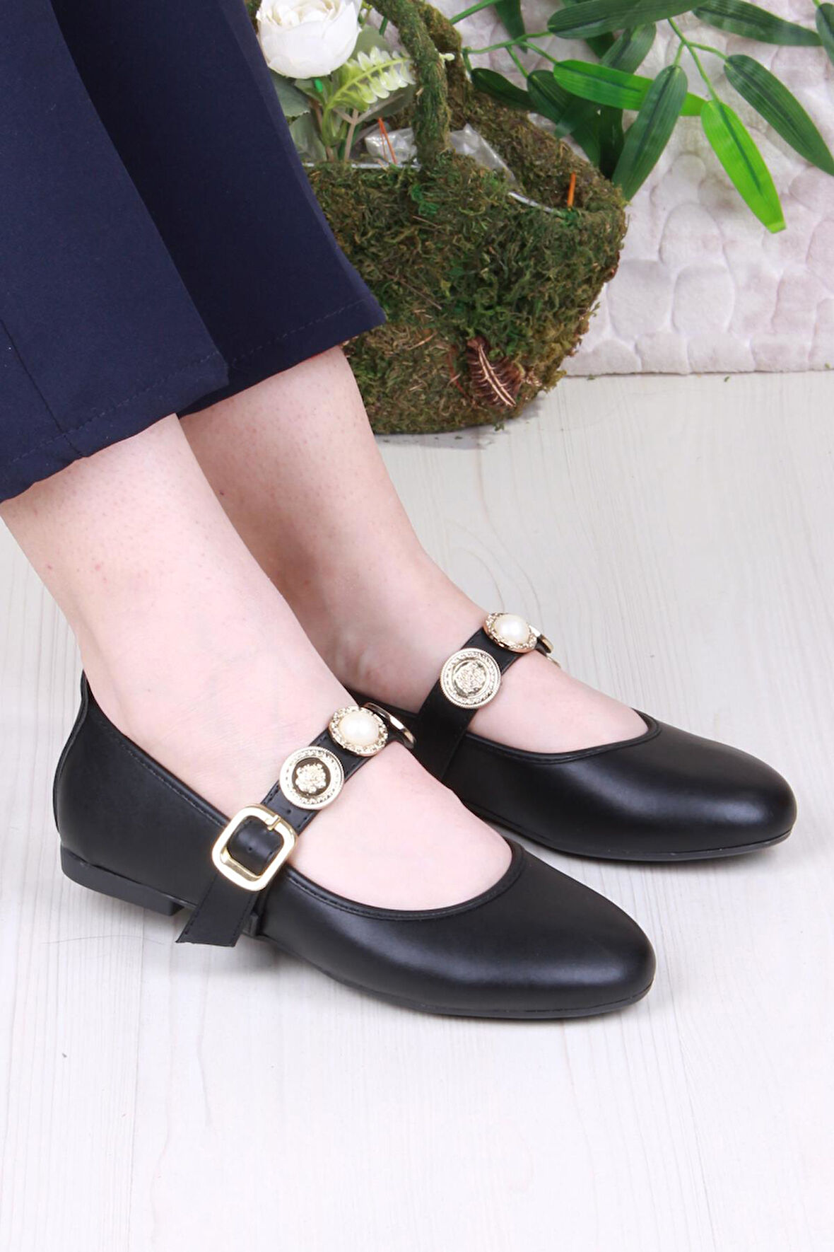 Fort 01-633 Soft Toka Detaylı Şık Ev İş Ofis Rahat Günlük Ayakkabı Kadın Babet