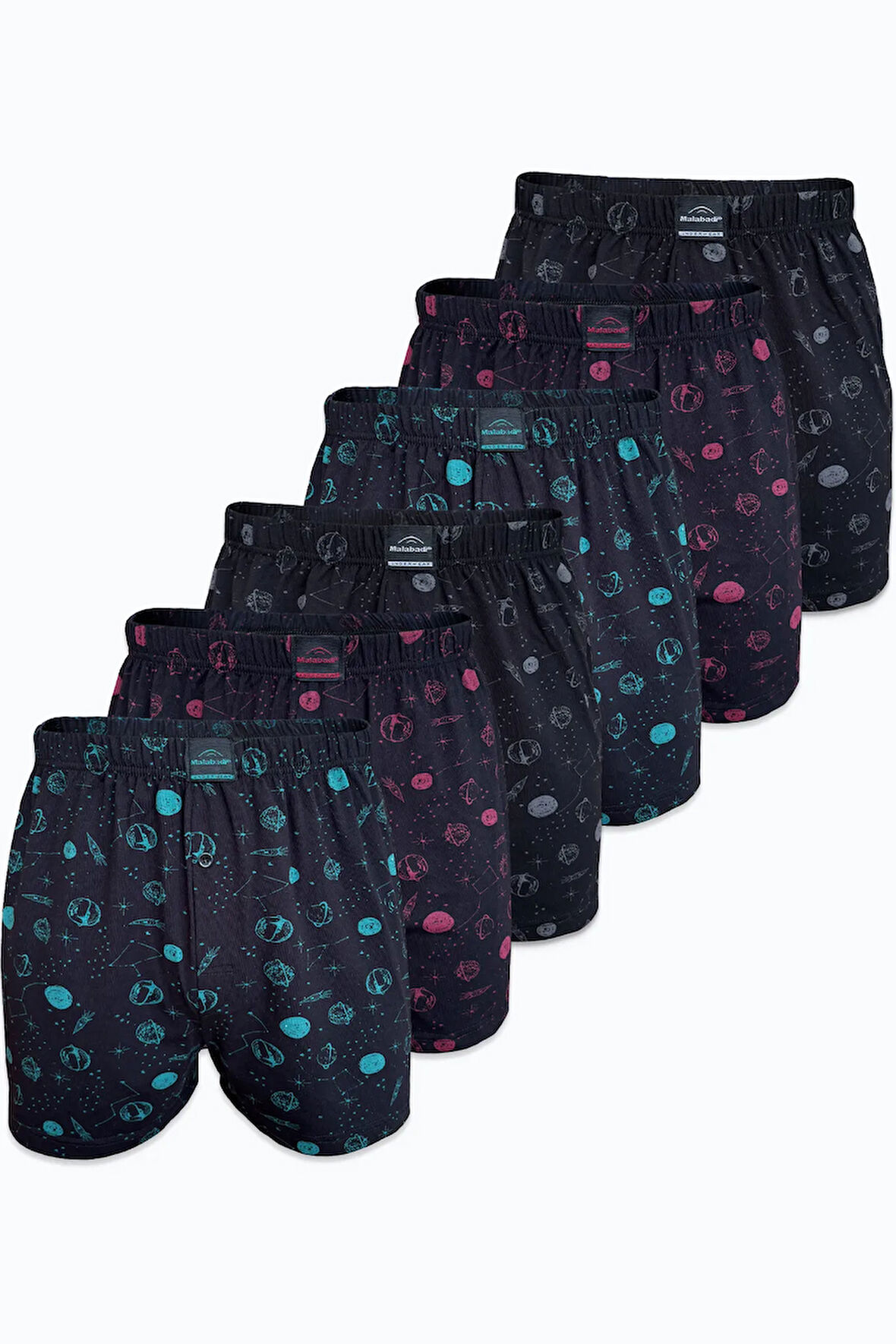Erkek 6 lı Set-1 Premium Collection Desenli Geniş Kalıp Büyük Beden Modal Boxer 6M90254