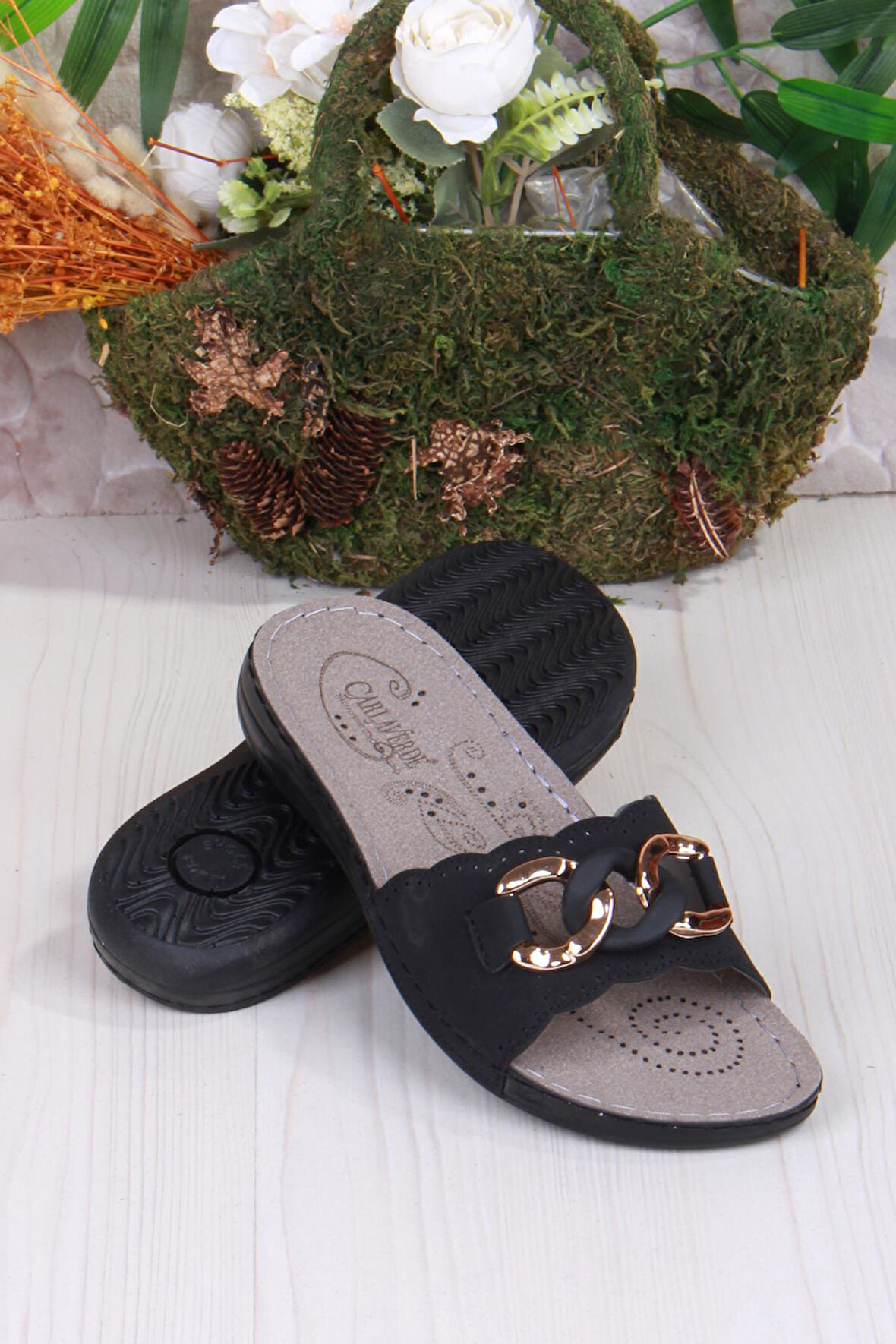 Fort 5229 Siyah Rahat Esnek Anatomik Kadın Terlik