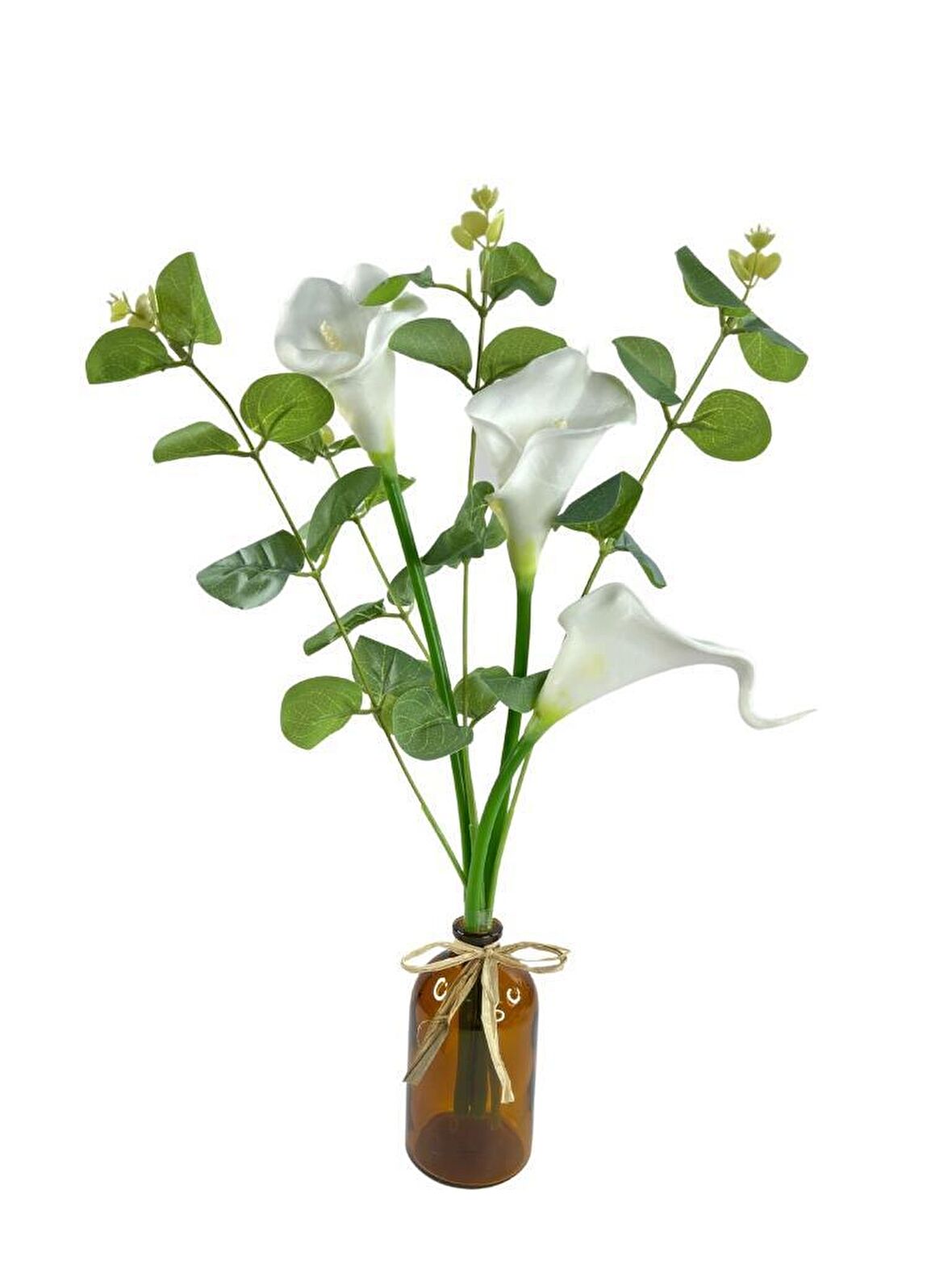 Şişede Okaliptuslu Gala Çiçeği 3 Adet Gala Çiçeği  Yapay Çiçek