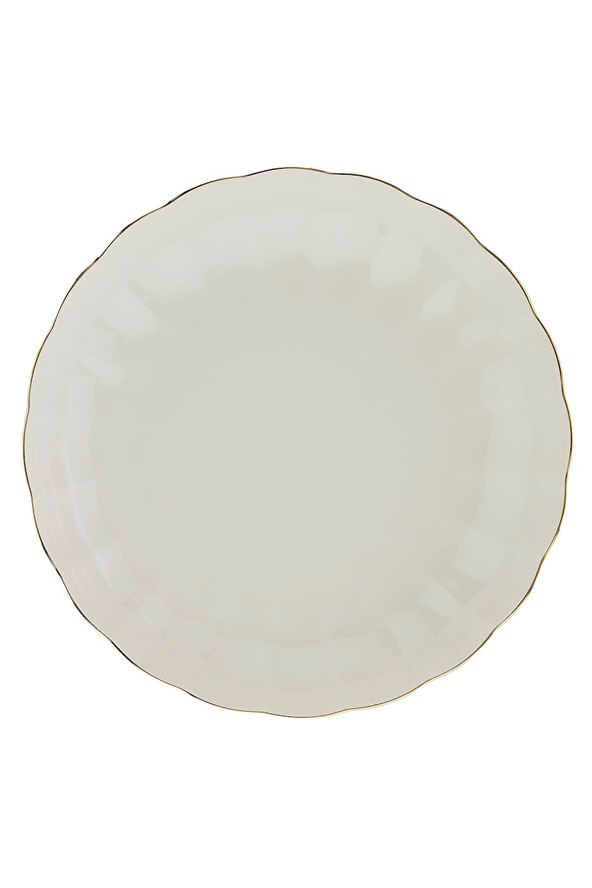 Kütahya Porselen Bone Luz Altın Yaldızlı Çukur Tabak 22cm Tekli