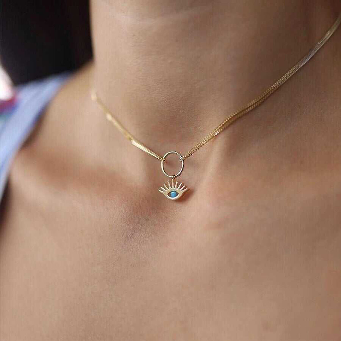 Kirpik Detay Choker Kolye