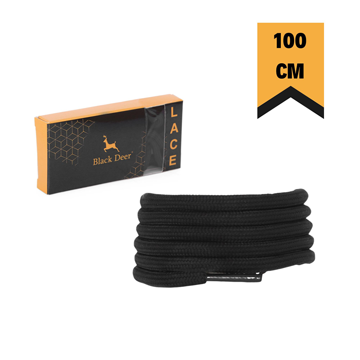 Black Deer Shoelace Siyah Spor Ayakkabı Bağcık