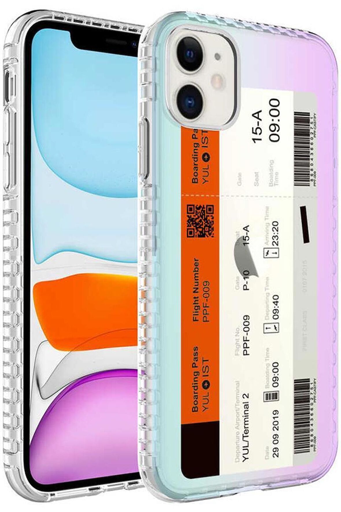 Apple iPhone 11 Kılıf Airbag Kenarlı Renkli Desenli Elegans Silikon