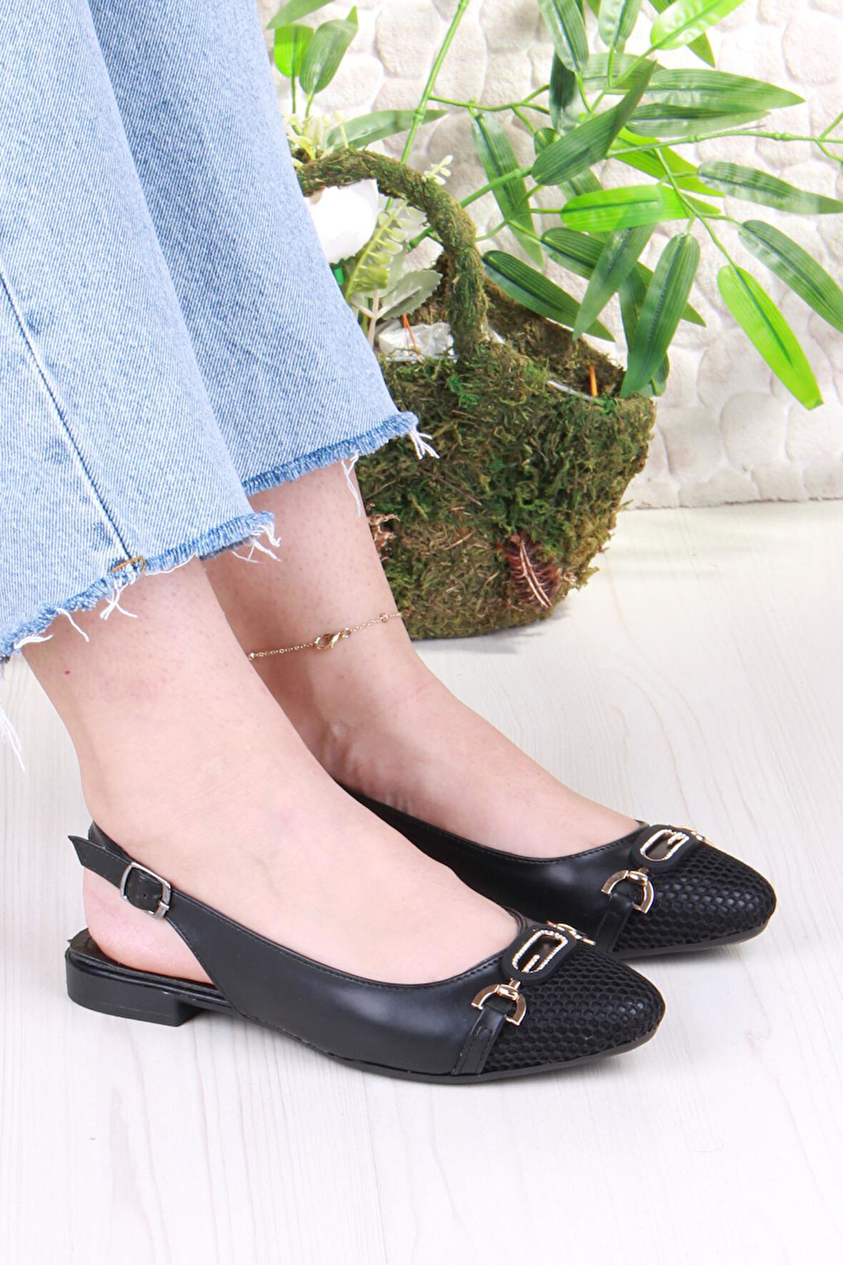 Fort 5057 Taş Toka Detaylı Şık Rahat Arkası Açık Kadın Babet