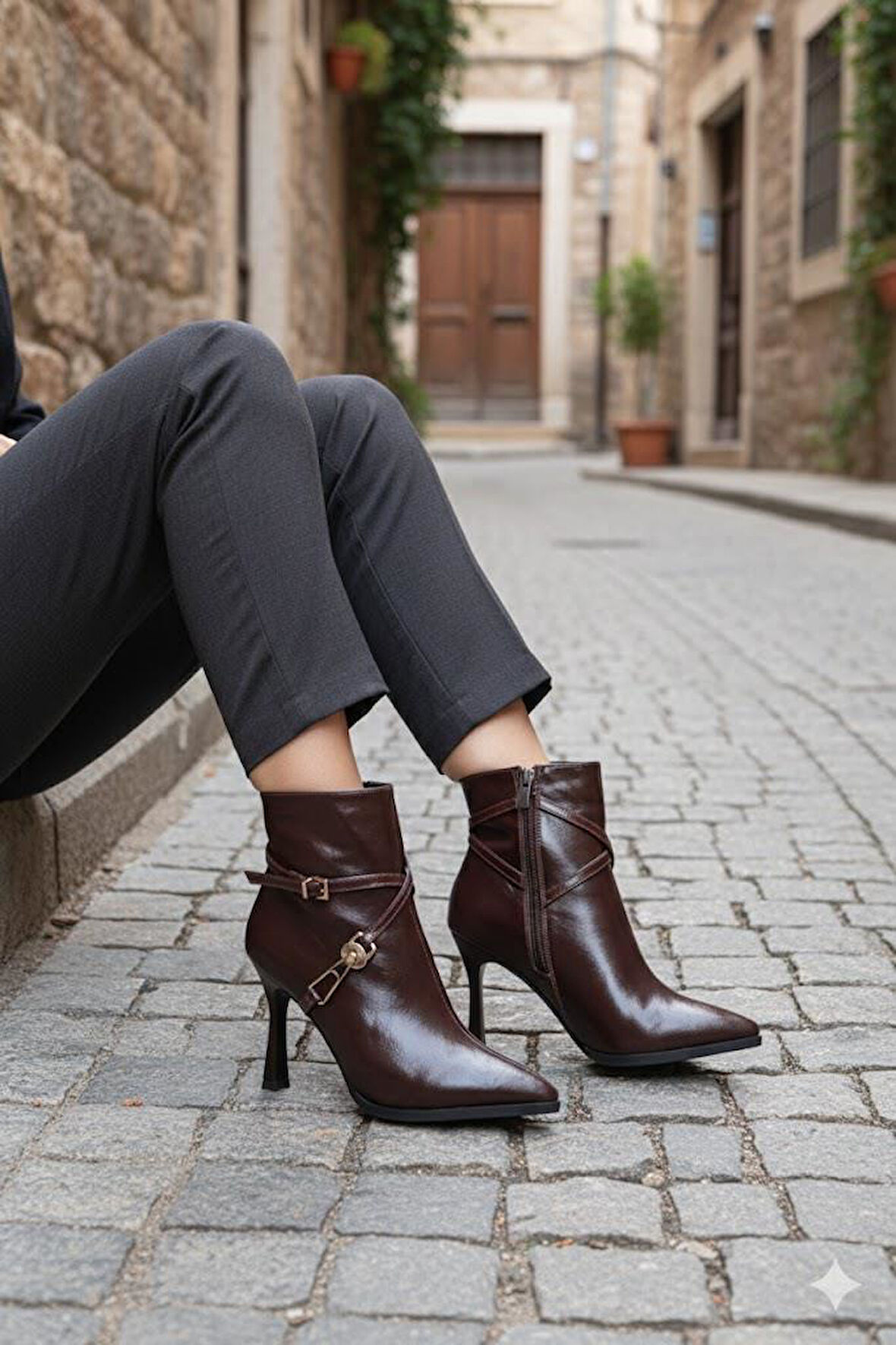 Fort 7632606 Burnu Sivri 9 Cm Yüksek Topuk Fermuarlı Kadın Bot