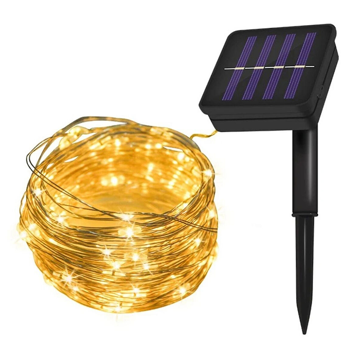Monozone  Solar 100 Led 12Metre Güneş Enerjili Bahçe Ev Parti Perde Süsü Aksesuarı Noel Yılbaşı Ağacı Işığı Ip65