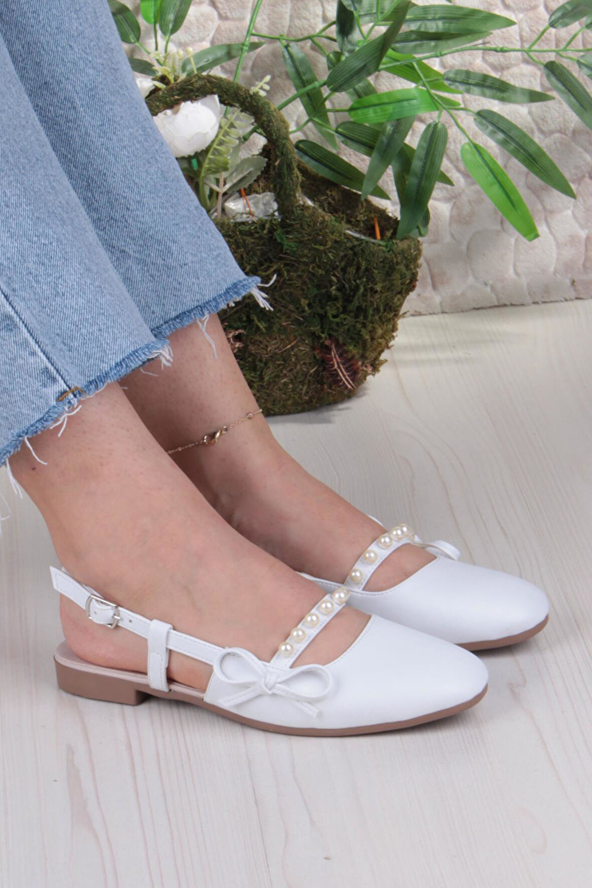 Fort 251 Ceyn İnci Toka Detaylı Şık Ev İş Ofis Rahat Günlük Ayakkabı Kadın Babet