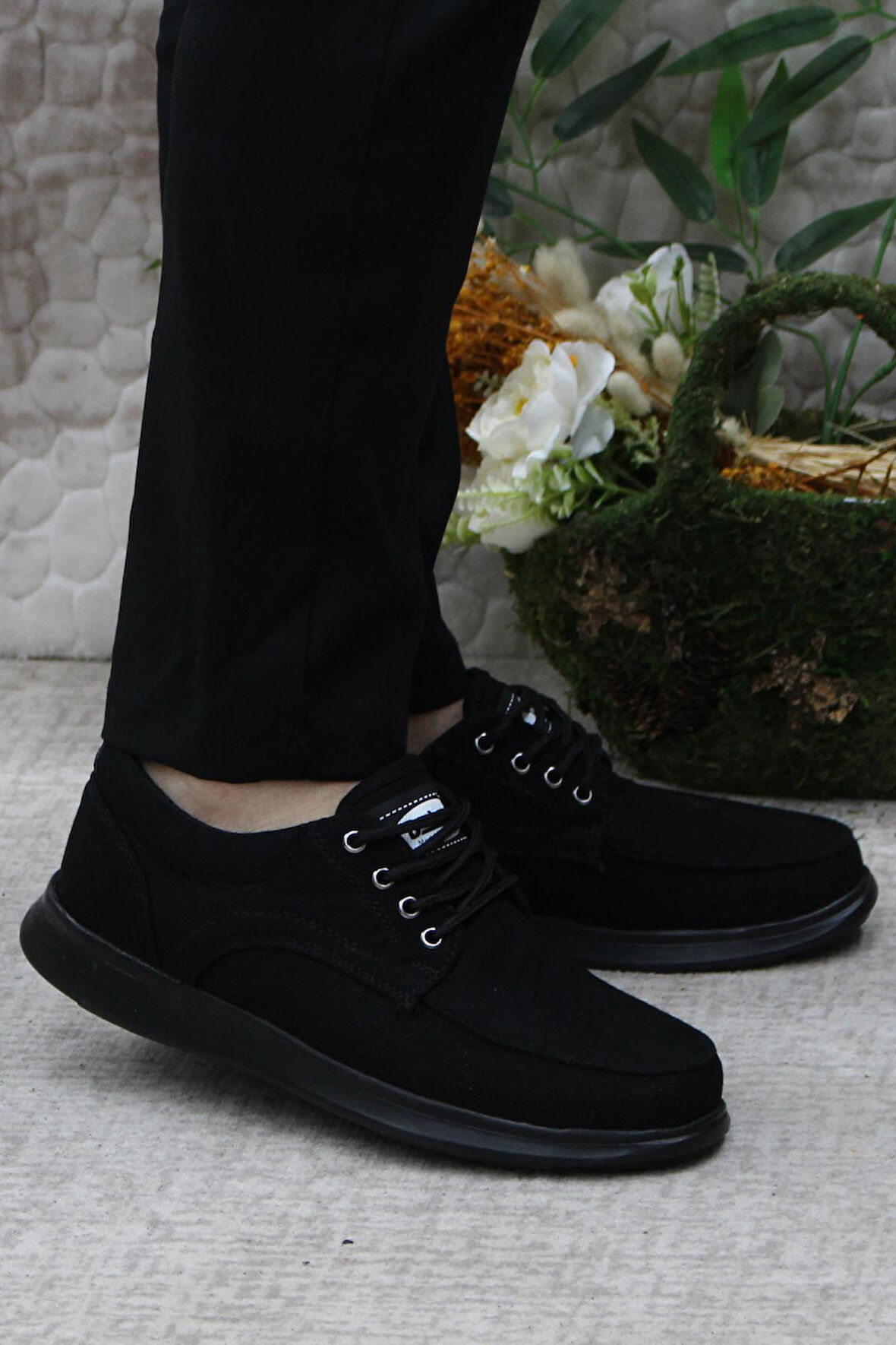 Fort Dks 023 Siyah Hafif Rahat Keten Sneaker Erkek Ayakkabı