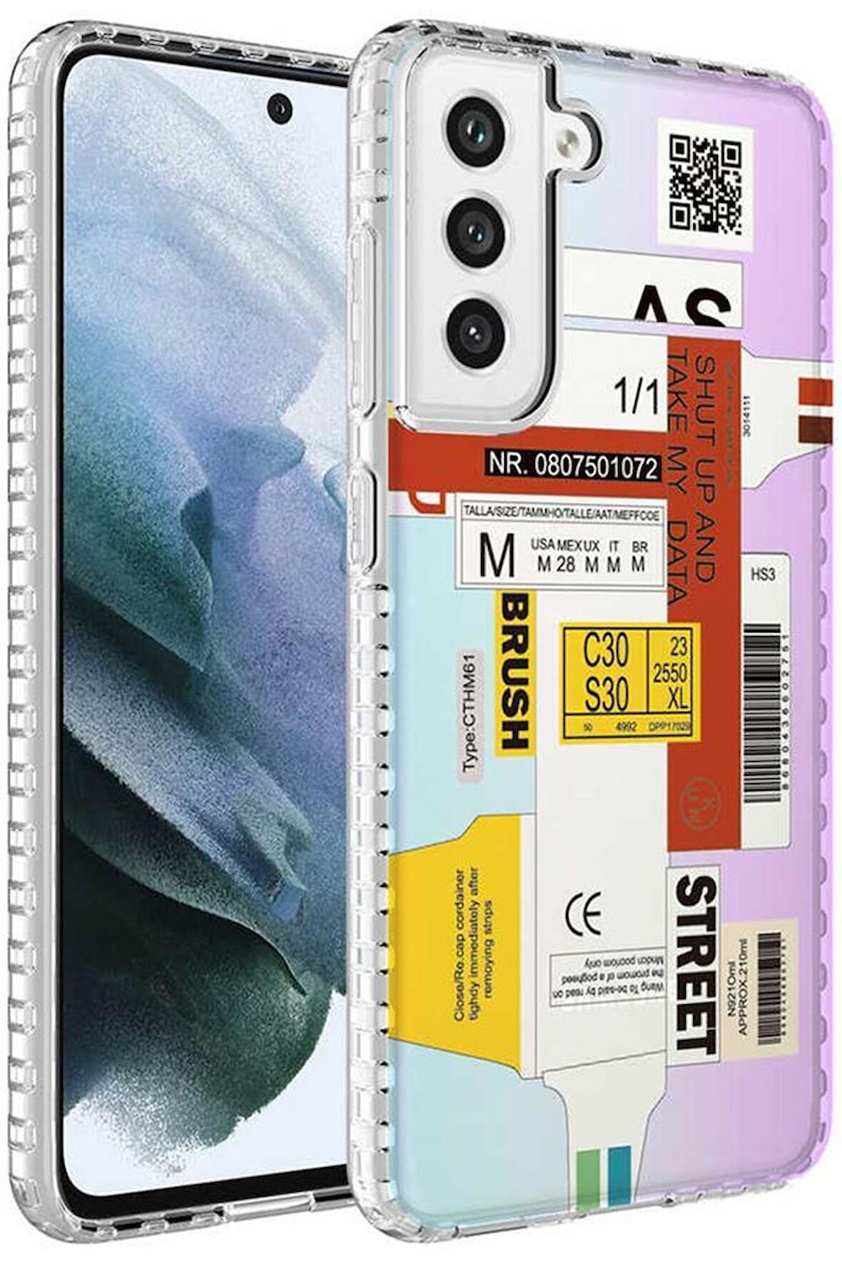 Galaxy S21 FE Kılıf Airbag Kenarlı Renkli Desenli Elegans Silikon