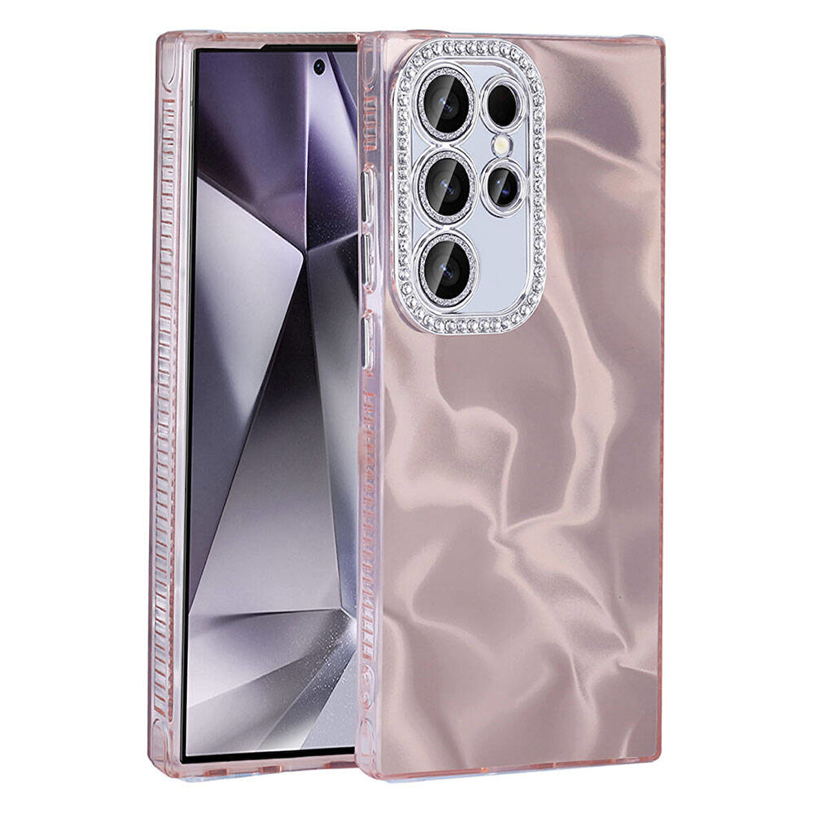 Galaxy S24 Ultra Kılıf Airbagli Parlak Kamera Çevresi TaşTasarımlı Esila Kapak