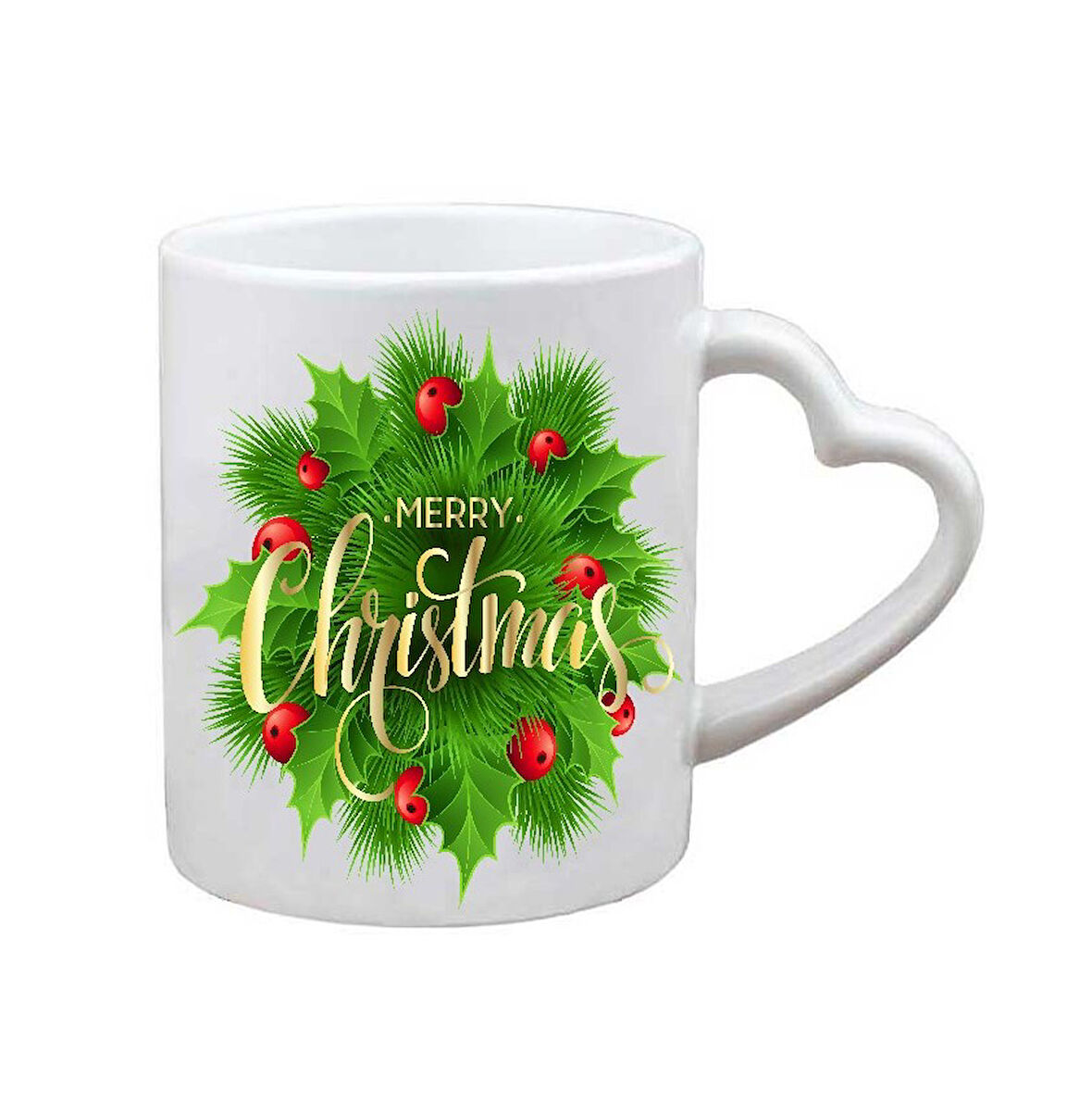 Kişiye Özel Yılbaşı Noel Merry Christmas Yeni Yıl Hediye Kalp Kulp Baskılı Kupa Bardak