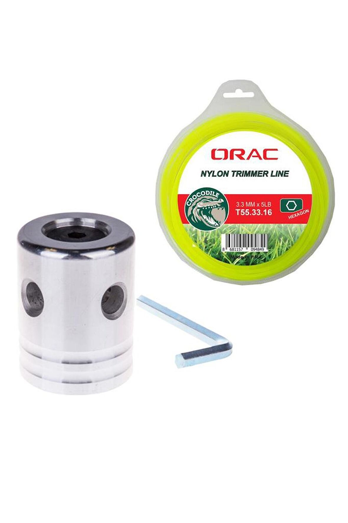 Orac 3.30 mm 46 mt.Altı Köşe Sarı Tırpan Misinası + Tırpan Örümcek Başlık (ALYANLI)