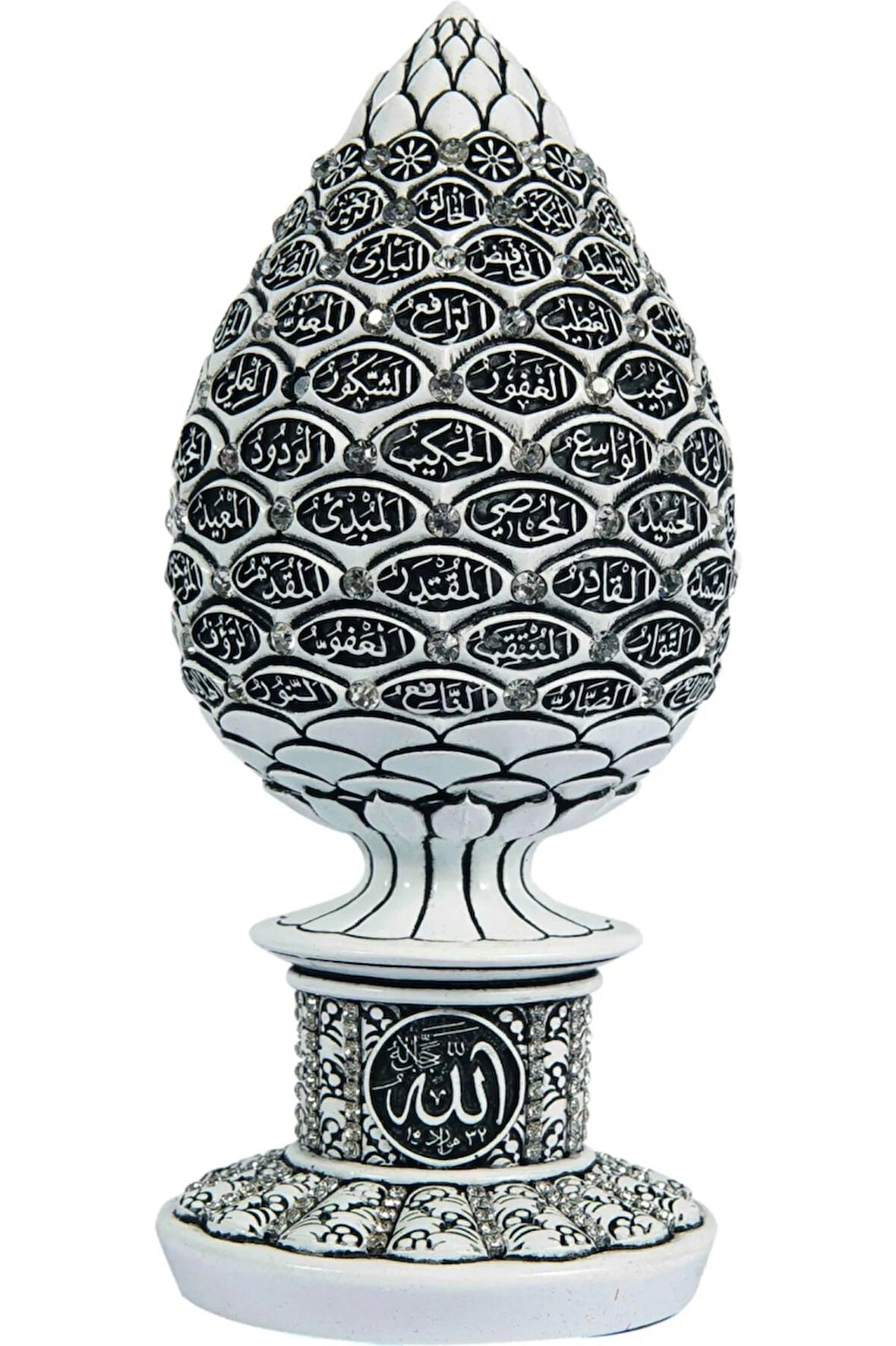 Esma-ül Hüsna Kristal Taşlı Biblo 8x19cm - Beyaz