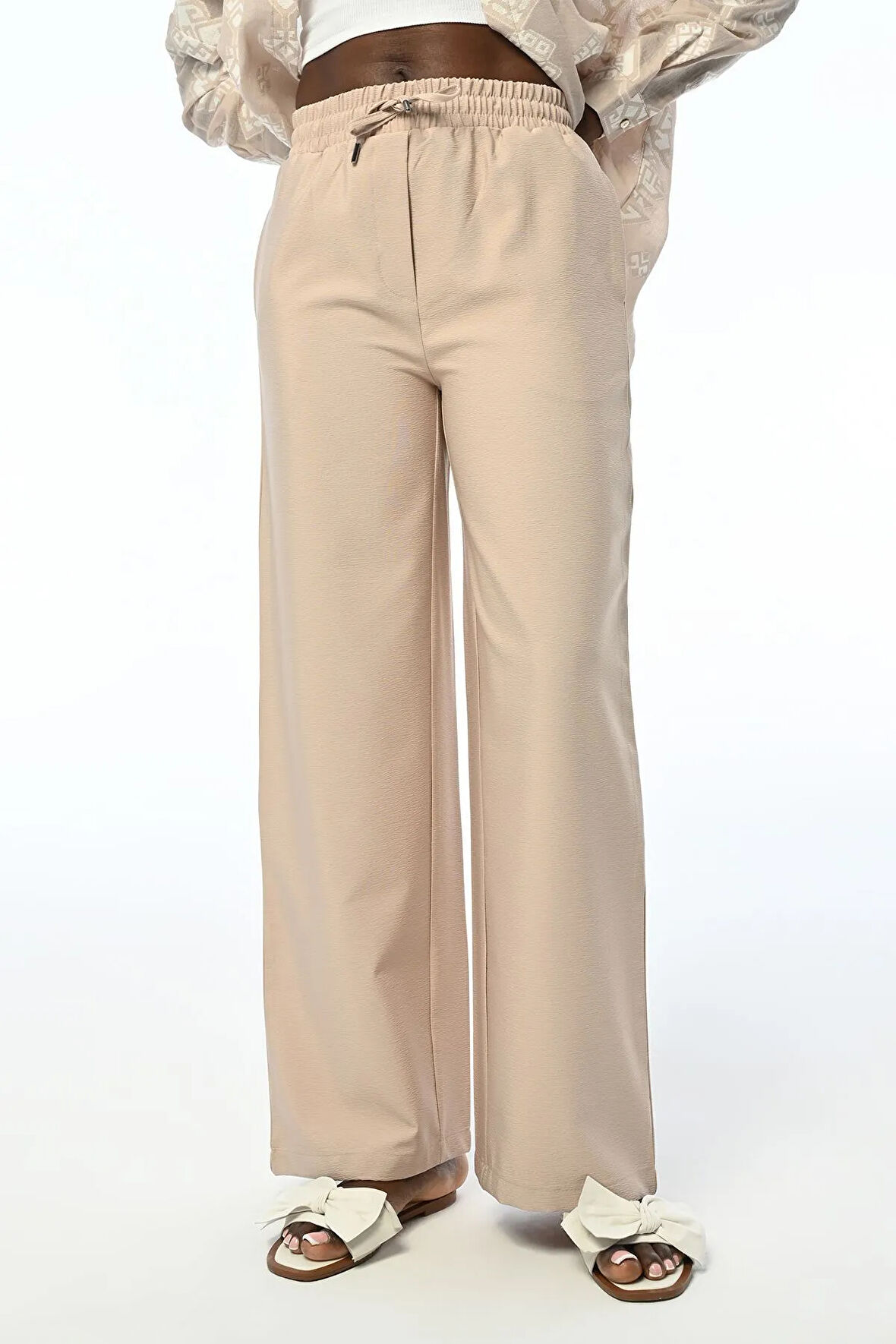 KADIN RAHAT KALIP BOL PAÇA BELİ LASTİKLİ PANTOLON