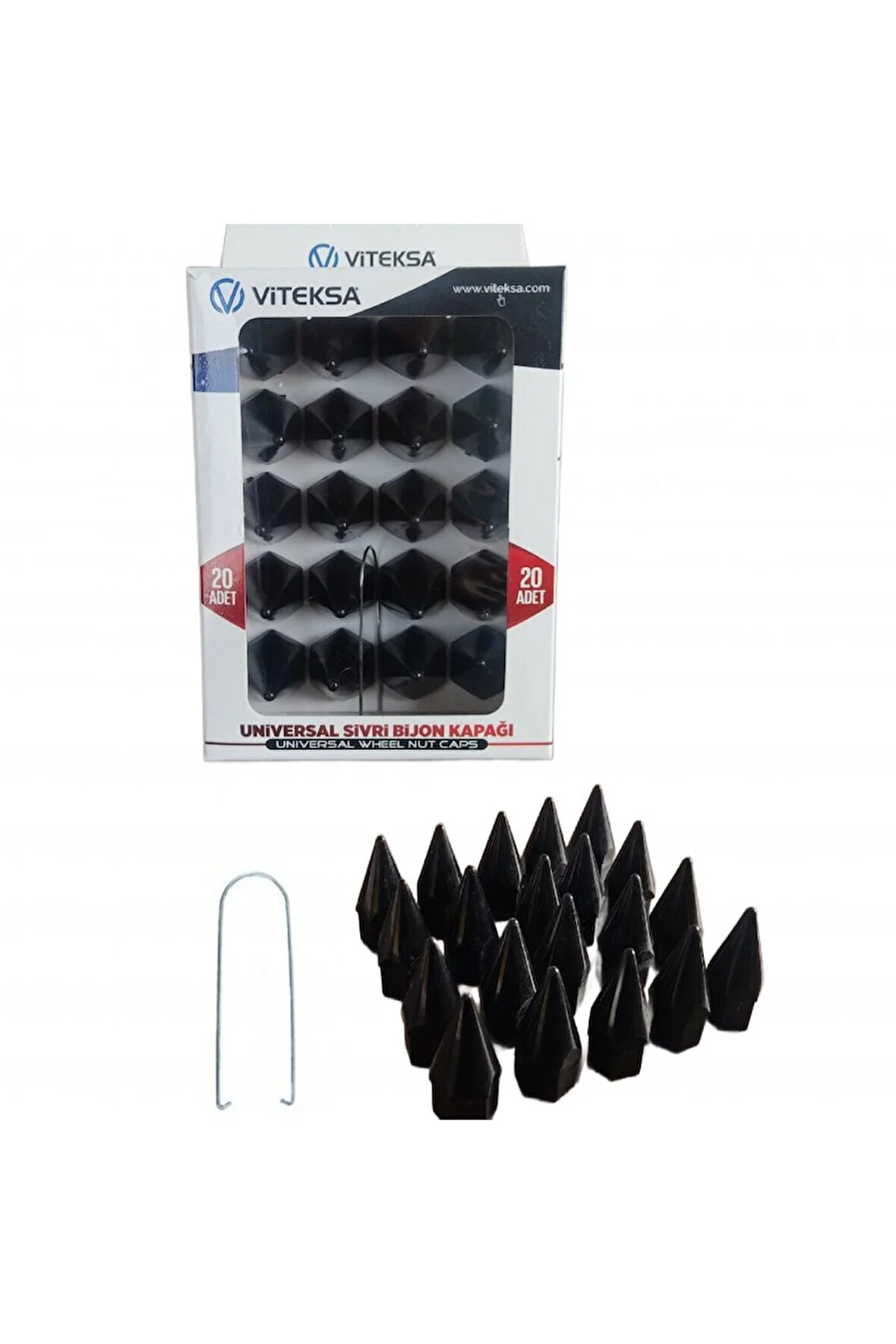 Viteksa Bijon Kapağı Sivri 19mm Siyah 20li Set