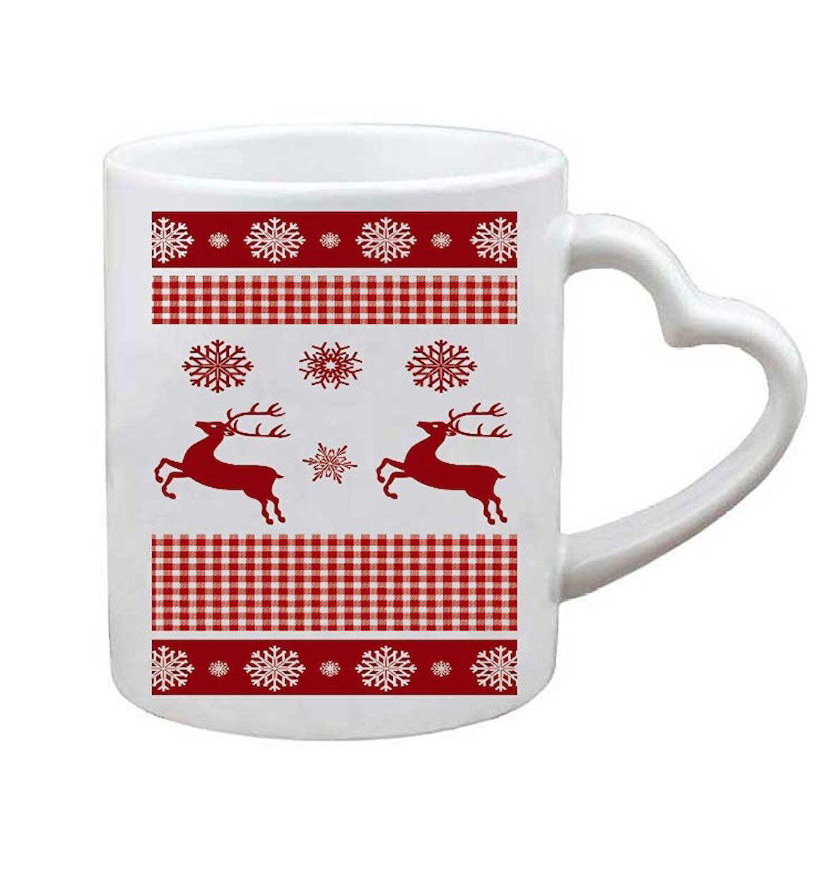 Kişiye Özel Yılbaşı Merry Christmas Noel Yeni Yıl Hediye Kalp Kulplu Baskılı Kupa Bardak