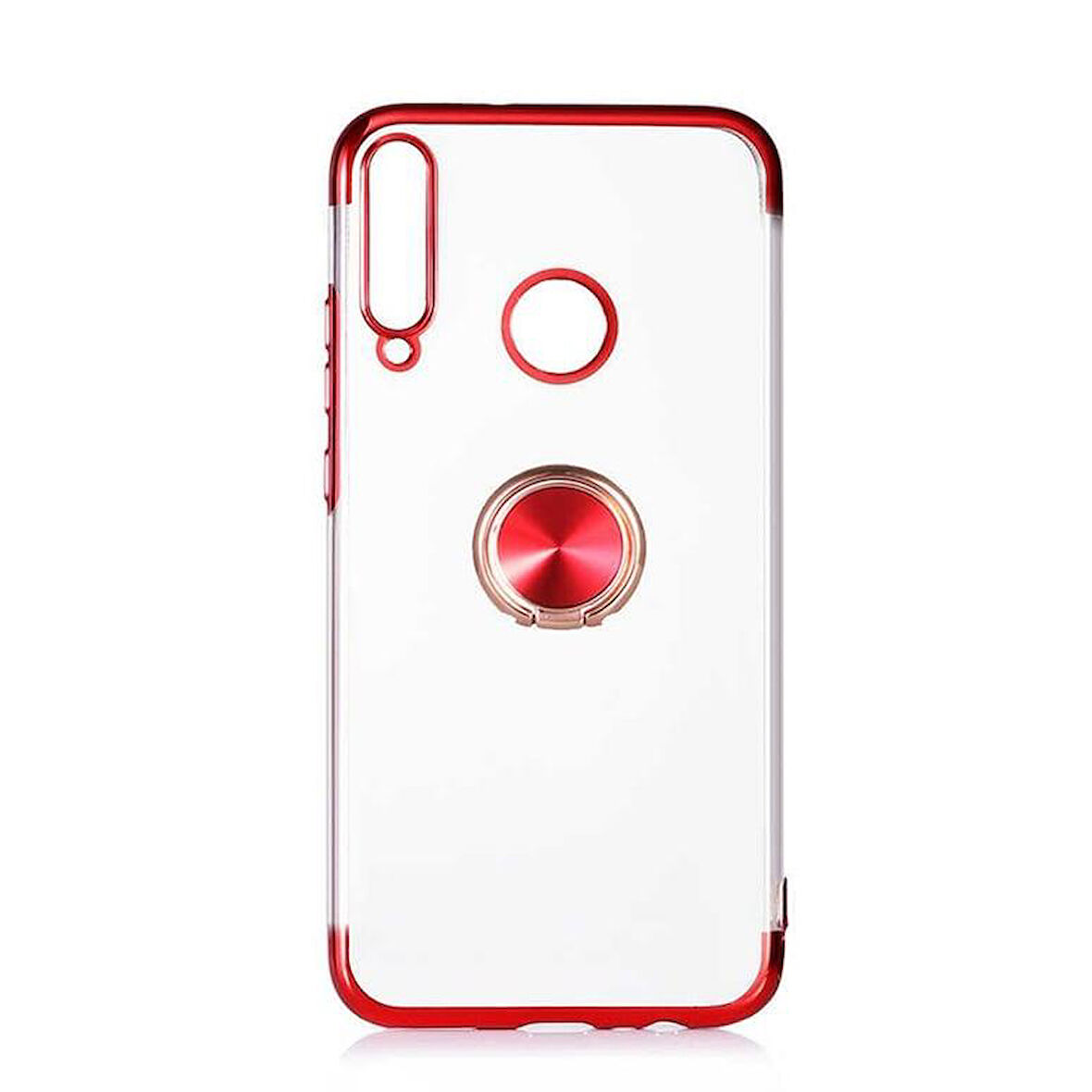 Huawei P40 Lite E Kılıf Kenarları Renkli Yüzüklü Manyetik Silikon