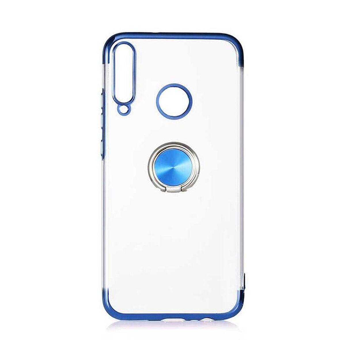 Huawei P40 Lite E Kılıf Kenarları Renkli Yüzüklü Manyetik Silikon