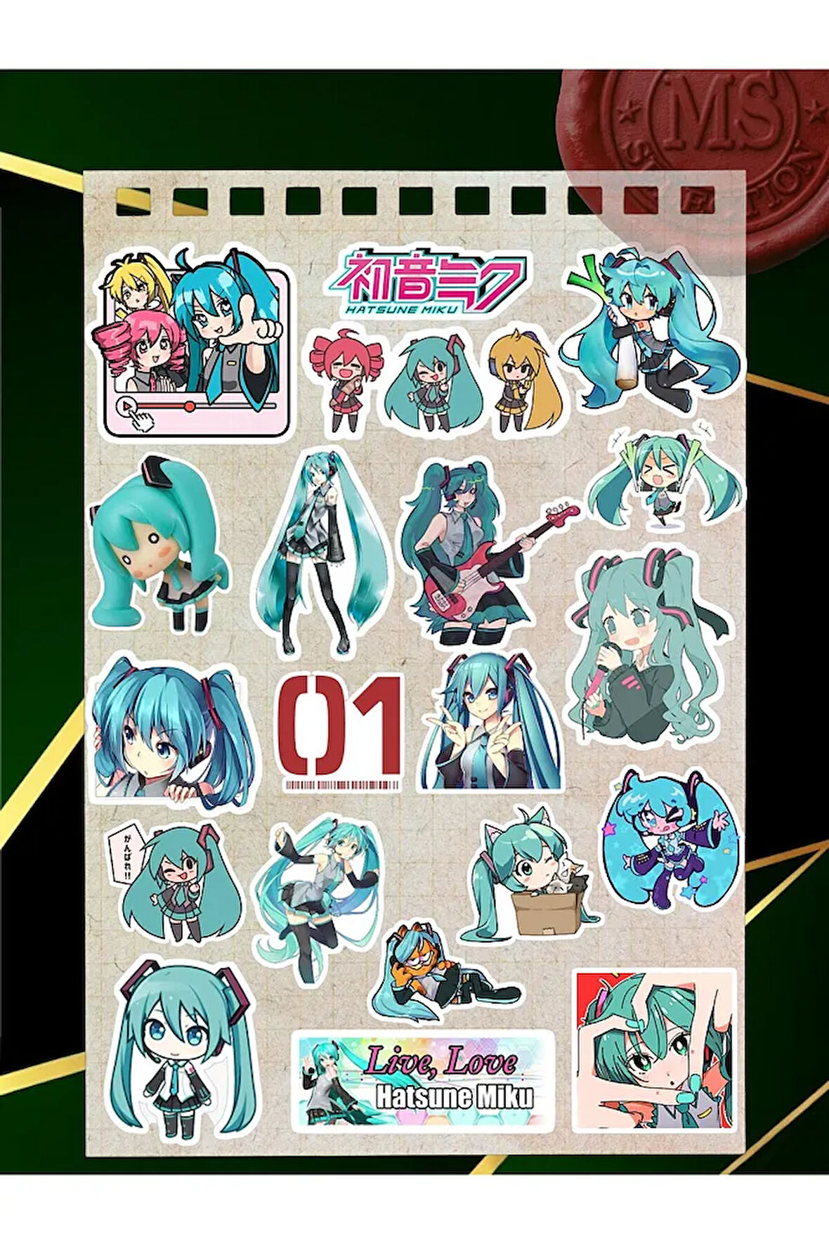 Hatsune Miku Laptop Tablet Telefon Ajanda Bullet Journal Motor Sticker