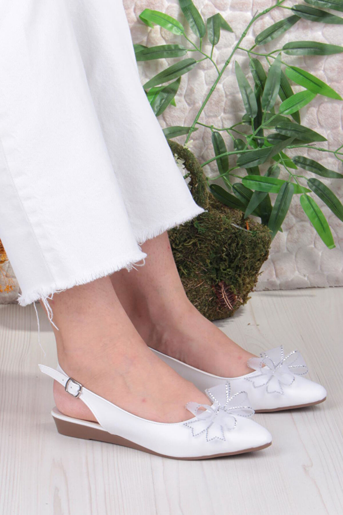 Fort 7030 Ceyn Taş Fiyank Detaylı Arkası Açık Kadın Babet