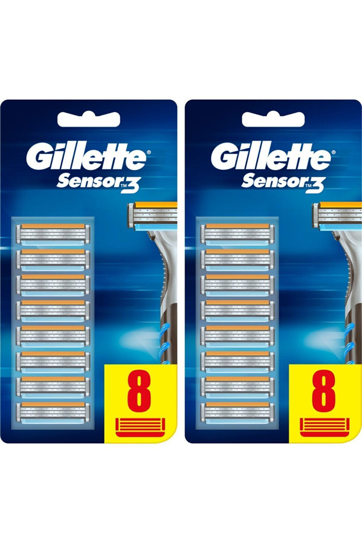 Gillette Sensor3 Erkek Tıraş Bıçakları 8+8 Yedek Tıraş Bıçağı