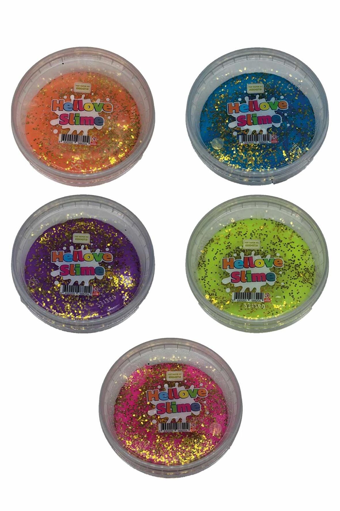 Slime Simli 5 Renk Kaliteli Fosforlu Ele Yapışmayan Pofuduk Yumuşacık Slime 5X170 Gram
