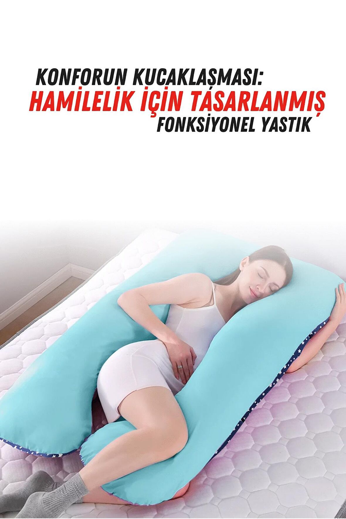 XPERMATE Hamile Yastığı Fermuarlı Hamile Yastık Hamile Destek Yastığı, Yıkanabilir Hamilelik Yastığı Hamile Uyku Yastığı Bacak Arası Yastık Lacivert