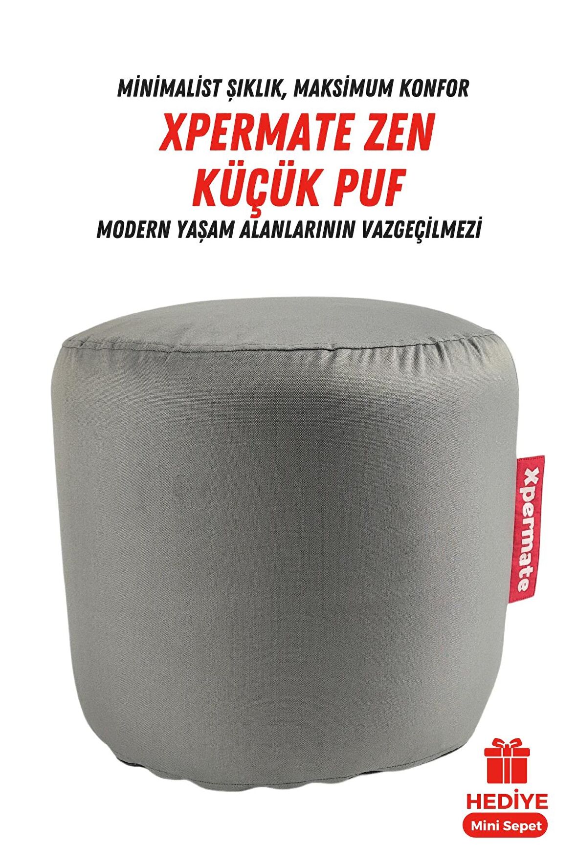 Xpermate Zen Puf Bench Fermuarlı Puf Koltuk Yıkanabilir Kılıf Ayak Ucu Puf ve Makyaj Koltuğu 40x40 Antrasit