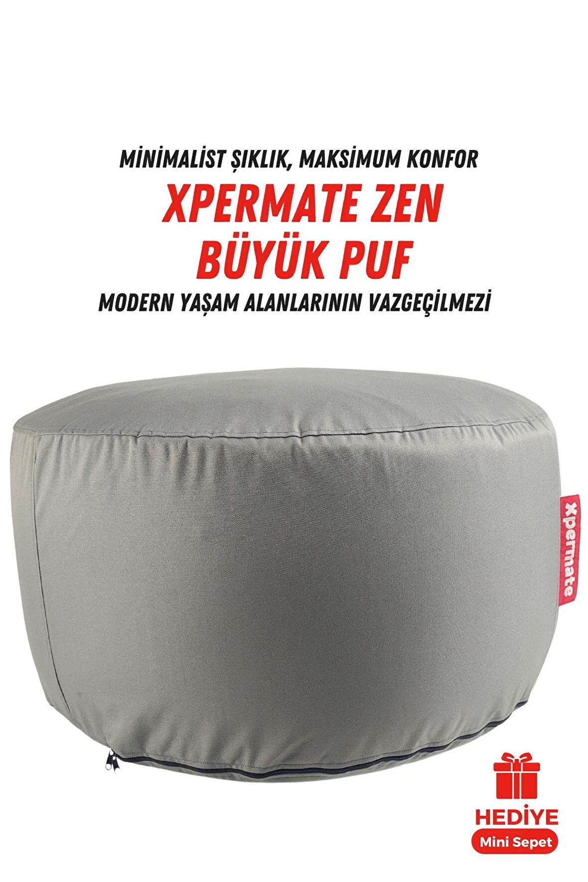 Xpermate Zen Puf Bench Fermuarlı Puf Koltuk Yıkanabilir Kılıf Ayak Ucu Puf ve Makyaj Koltuğu 80x40 antrasit