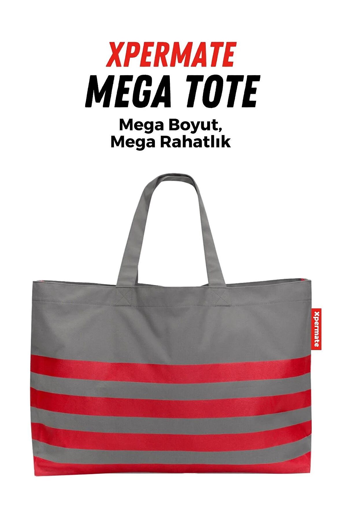 XPERMATE Mega Tote Çanta - Su İtici Plaj Çantası Günlük Omuz Çantası ve Kol Çantası The Tote Bag Antrasit