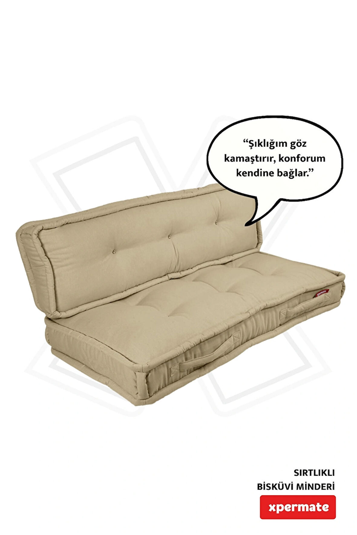 XPERMATE Bisküvi Minder Petek Önü Palet Üstü Minderi Fransız Minder Bank ve Bahçe Minderi 60X120x14 cm Bej