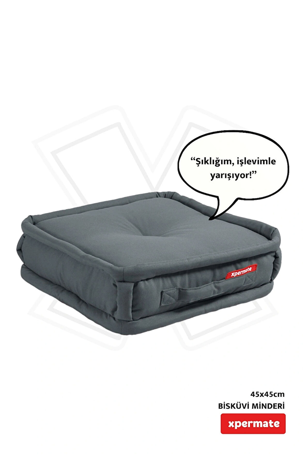 XPERMATE Bisküvi Minder Petek Önü Palet Üstü Minderi Fransız Minder Bank ve Bahçe Minderi 45x45x14 cm Antrasit