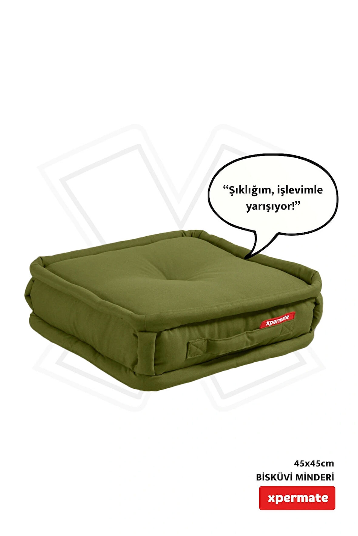 XPERMATE Bisküvi Minder Petek Önü Palet Üstü Minderi Fransız Minder Bank ve Bahçe Minderi 45x45x14 cm Yeşil