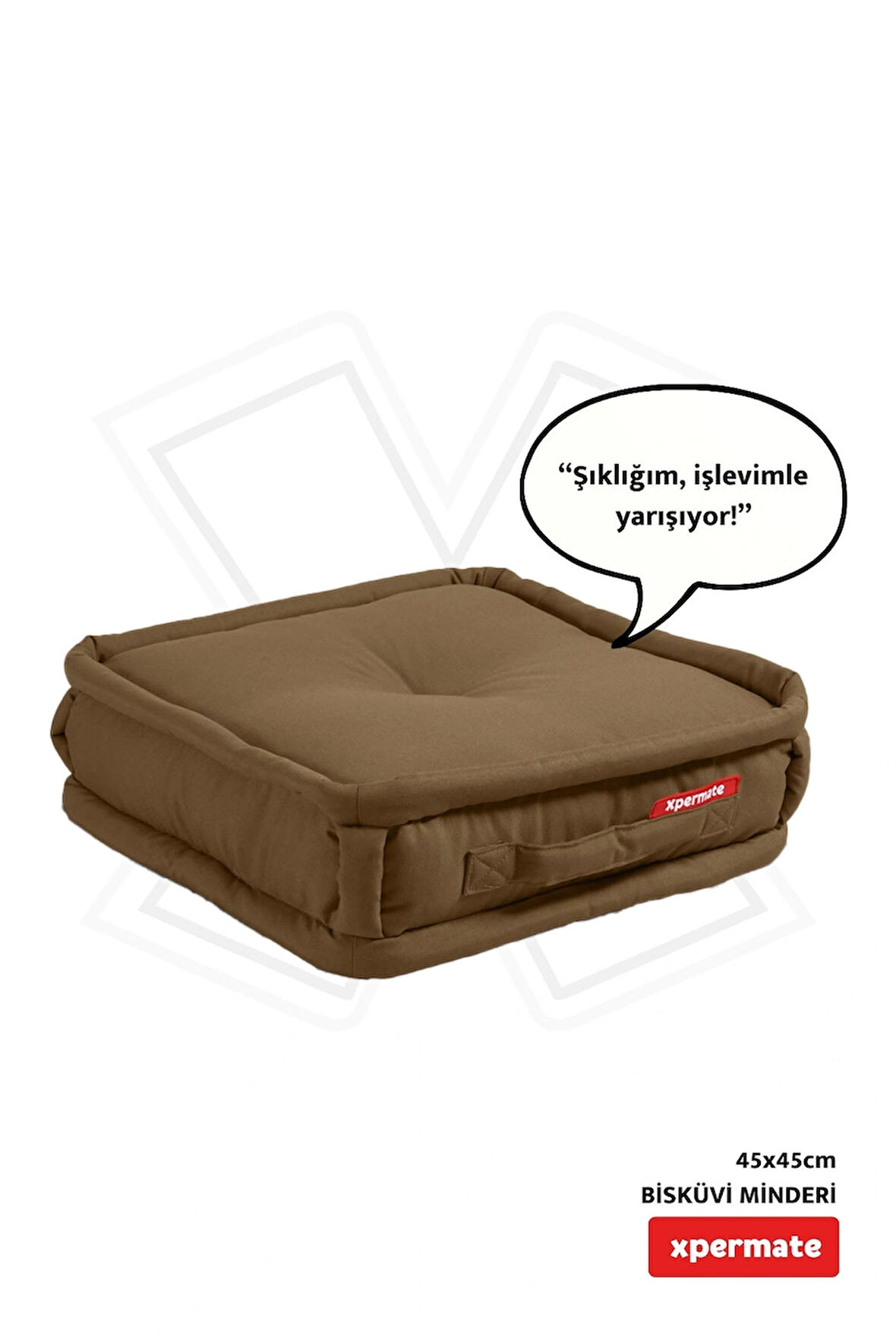 XPERMATE Bisküvi Minder Petek Önü Palet Üstü Minderi Fransız Minder Bank ve Bahçe Minderi 45x45x14 cm Kahve