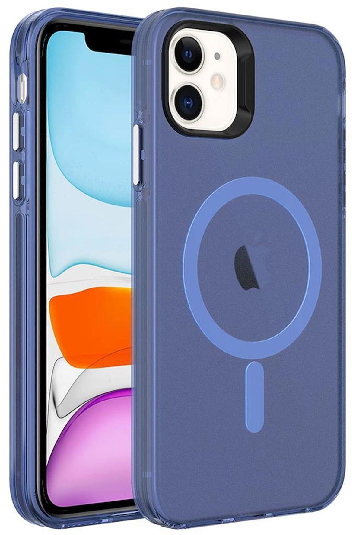 iPhone 12 Kılıf Magsafe Şarj Özellikli Buzlu Transparan C-Pro Sert Kapak