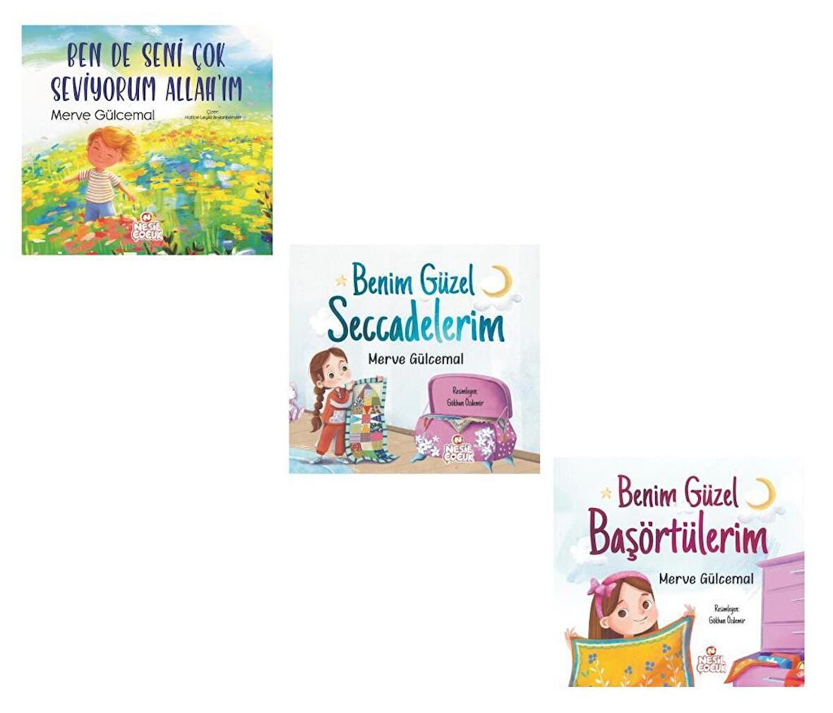 Merve Gülcemal Seti 3 Kitap (Benim Güzel Seccadelerim + Ben de Seni Çok Seviyorum Allahım + Benim Güzel Başörtülerim)